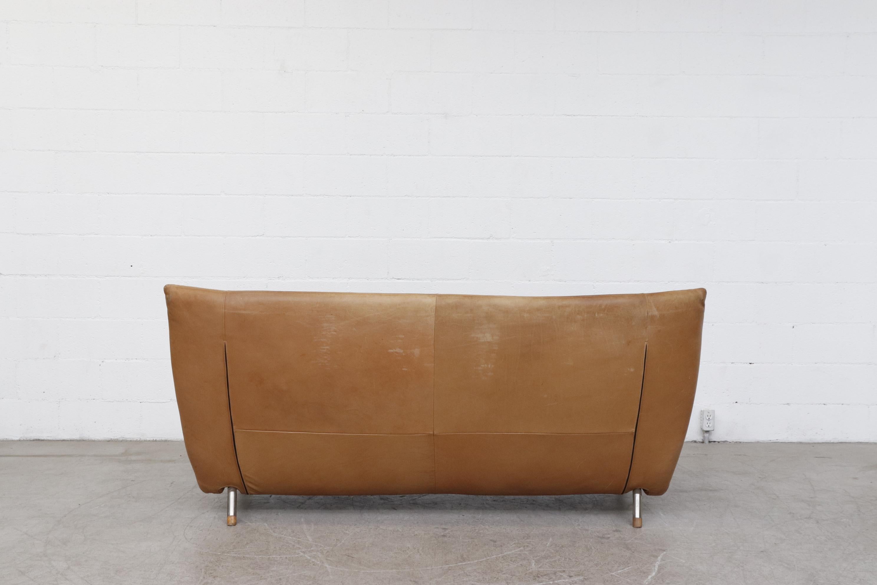 Gerard Van Den Berg High Back Natural Leather Sofa for Montis In Good Condition In Los Angeles, CA