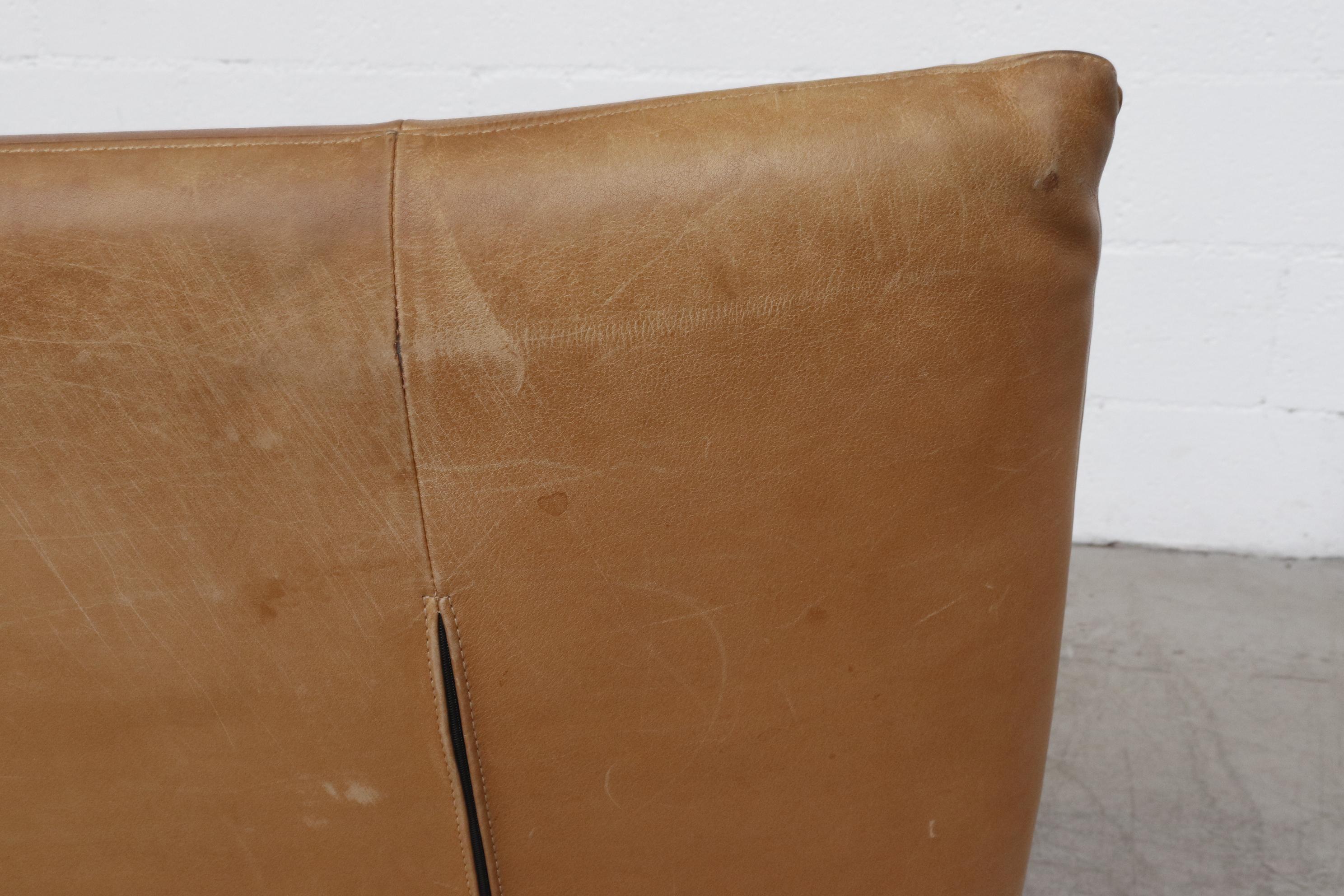 Late 20th Century Gerard Van Den Berg High Back Natural Leather Sofa for Montis