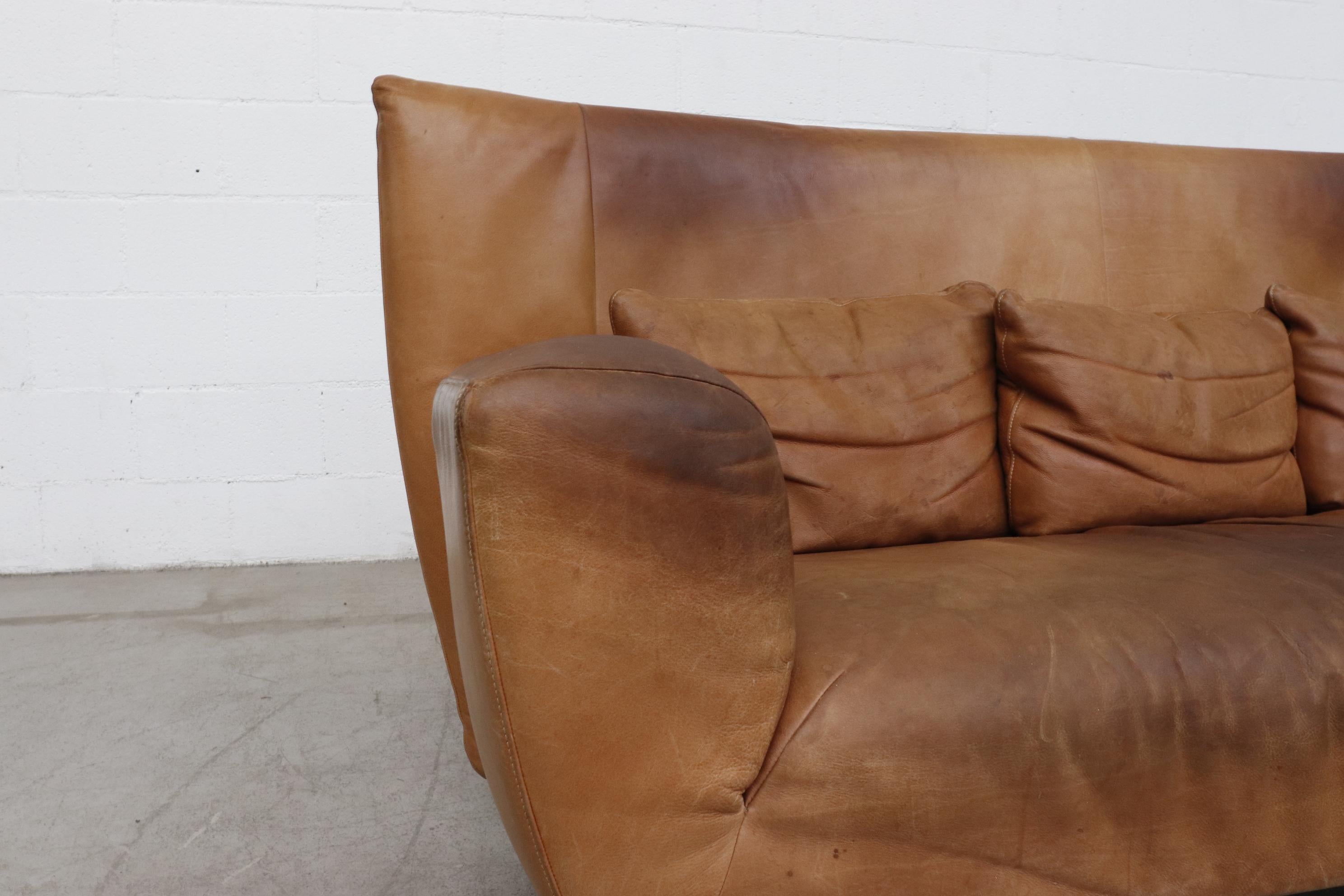 Gerard Van Den Berg High Back Natural Leather Sofa for Montis 2