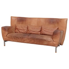 Gerard Van Den Berg High Back Natural Leather Sofa for Montis