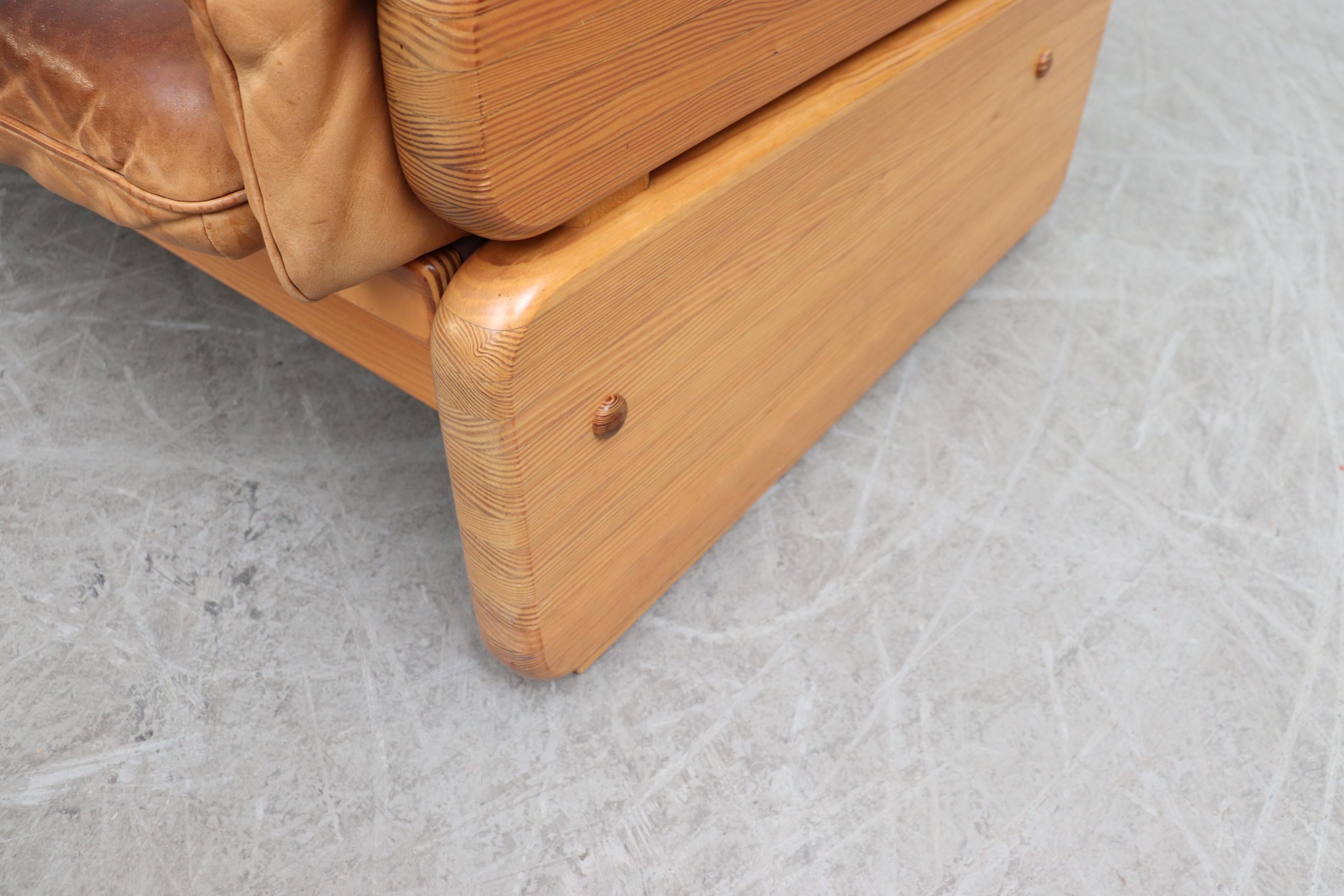Gerard van den Berg Inspired Pine and Leather 3-Seat Sofa 5