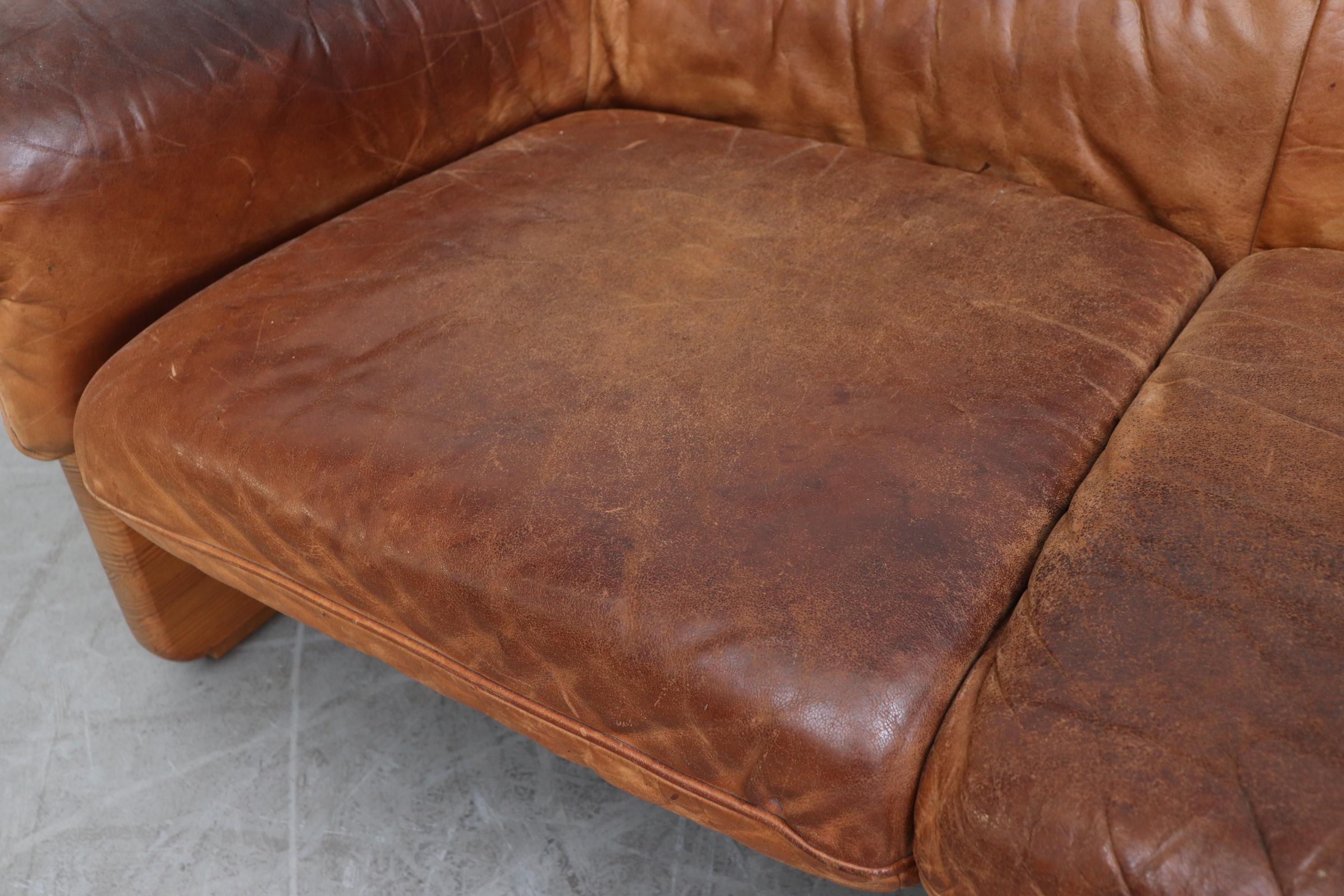 Gerard van den Berg Inspired Pine and Leather 3-Seat Sofa (Leder)