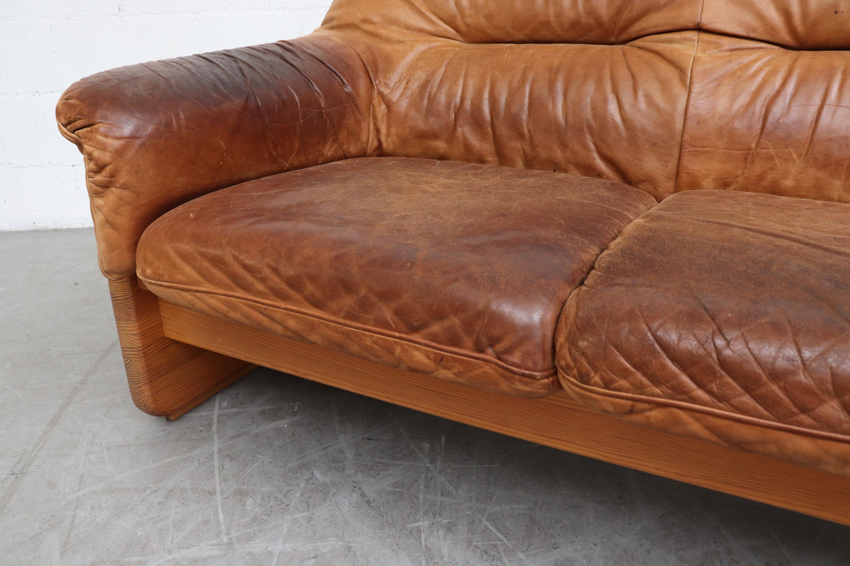 Gerard van den Berg Inspired Pine and Leather 3-Seat Sofa 1