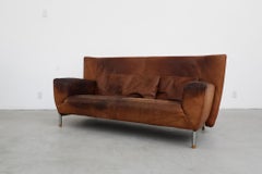 Gerard Van Den Berg Leather "High Noon" High Back Brown Leather Sofa w/ Pillows