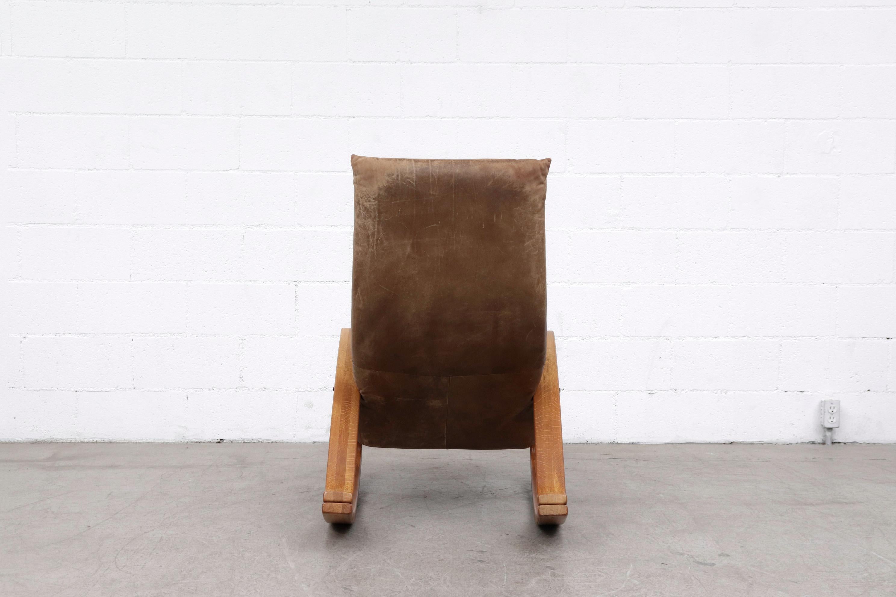 Mid-Century Modern Gerard Van Den Berg Leather Rocking Chair