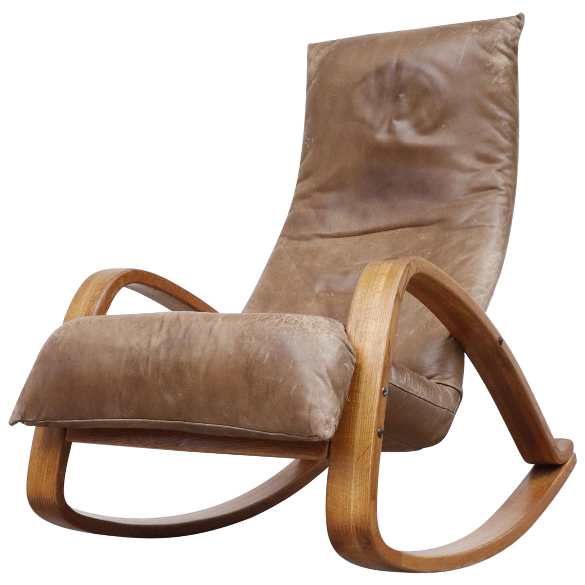Gerard Van Den Berg Leather Rocking Chair