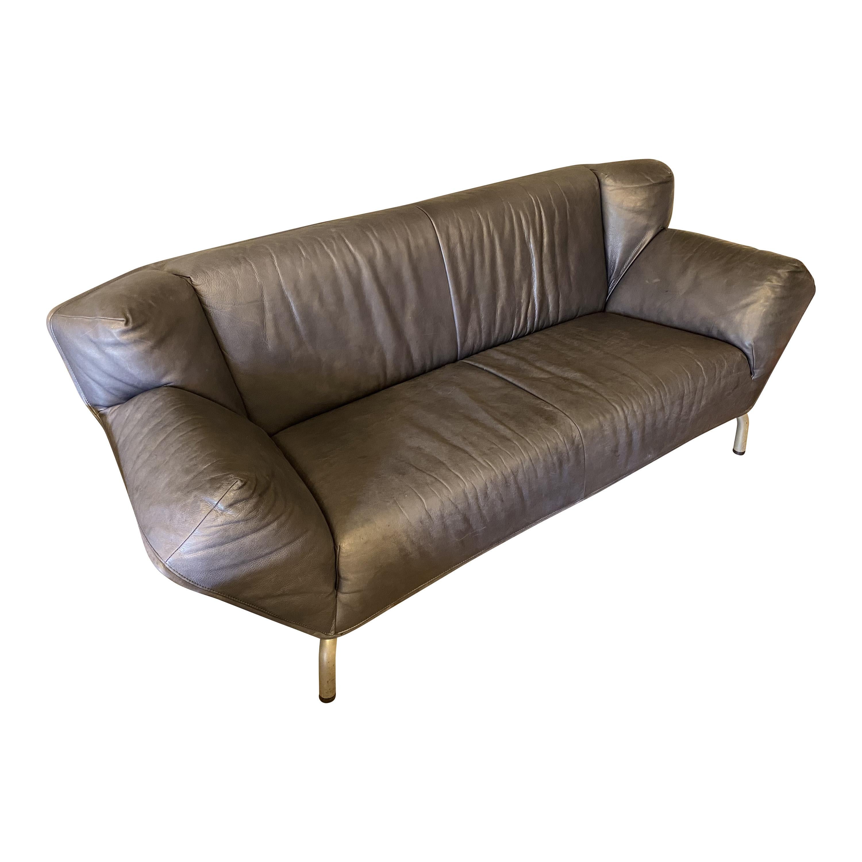 Post-Modern Gerard van den Berg Leather Sofa, NL, 1970-80's, Two Available