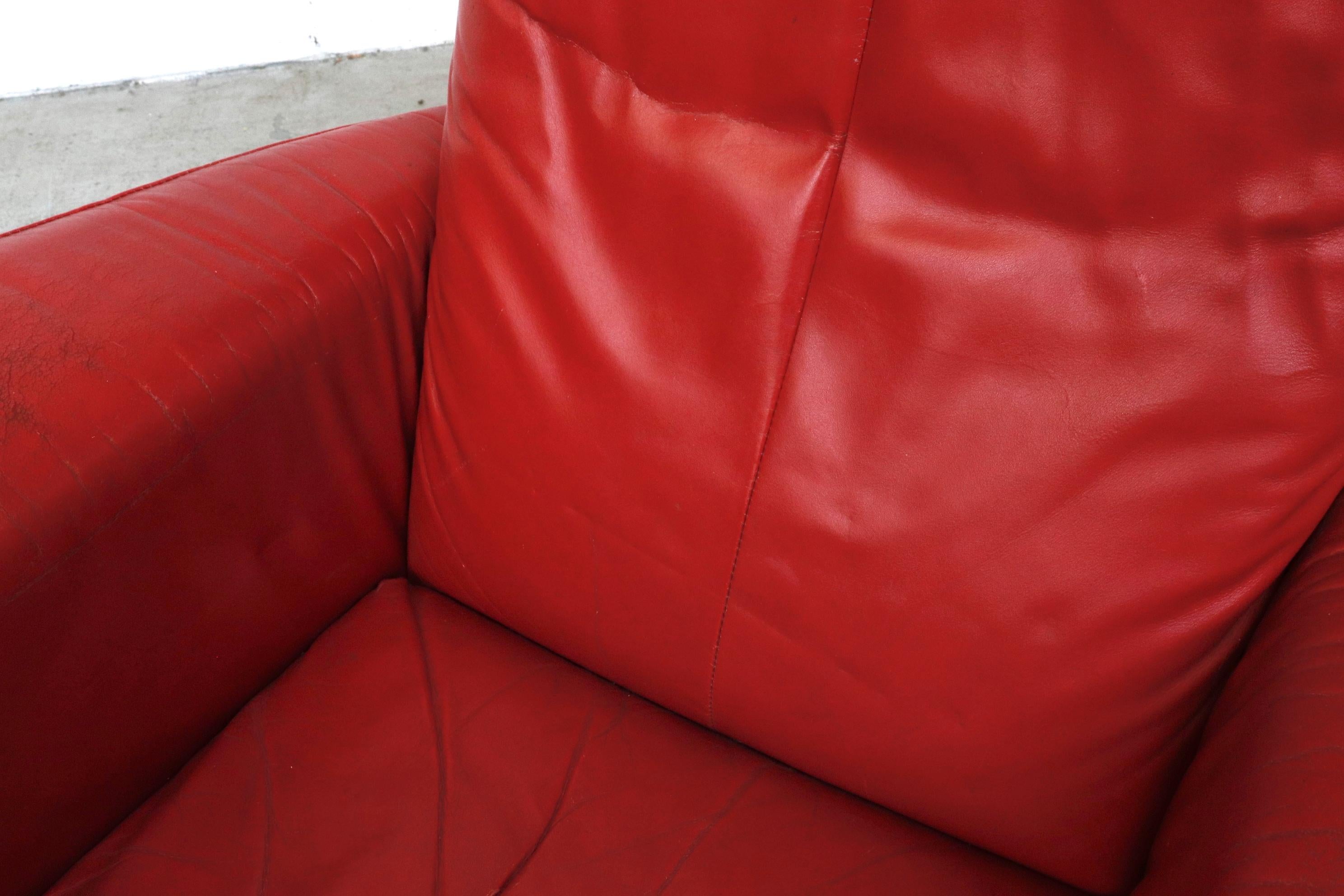 Gerard Van Den Berg Red Leather 'Longa' Lounge Chair For Sale 4