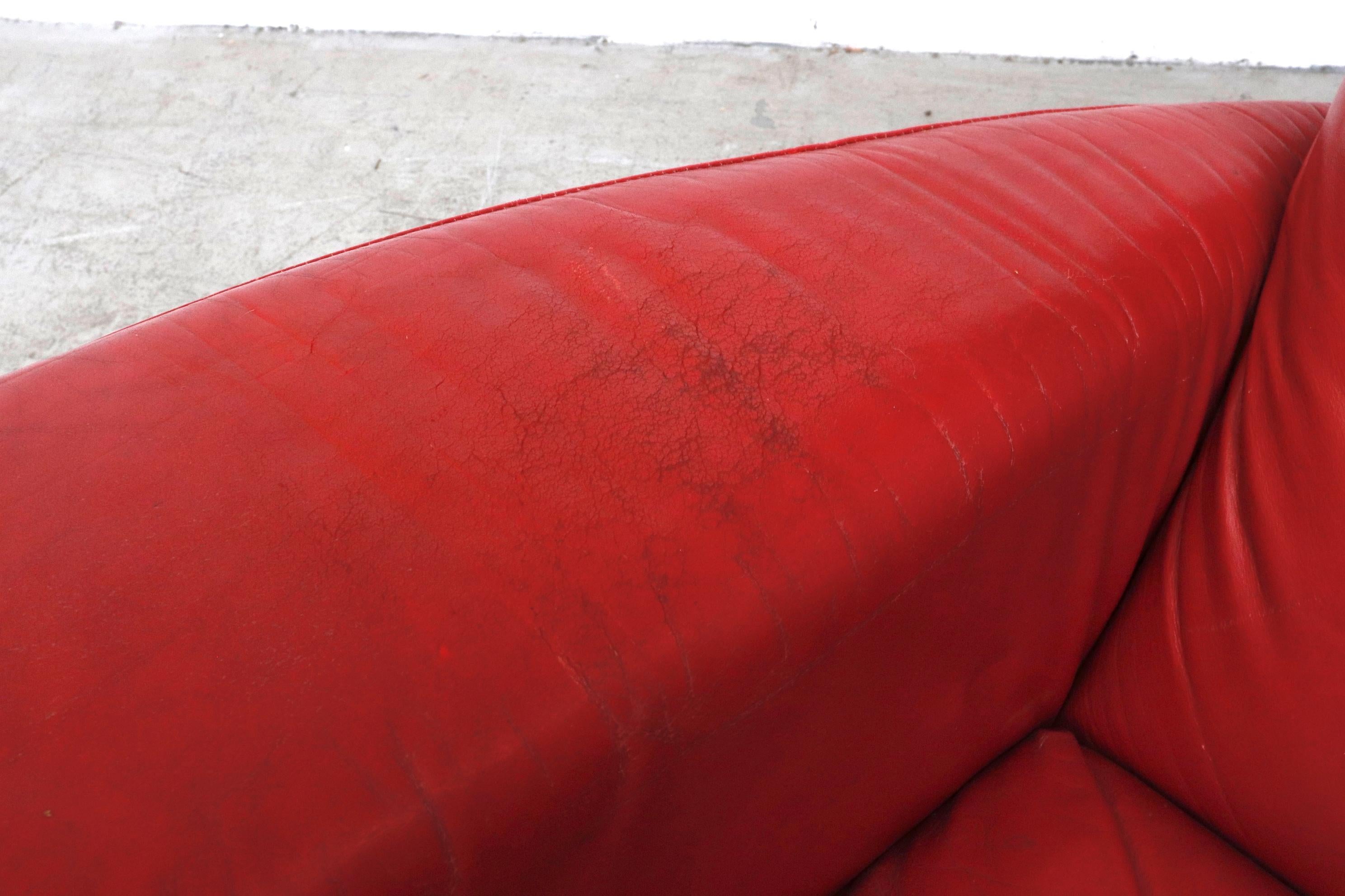 Gerard Van Den Berg fauteuil de salononga en cuir rouge en vente 7
