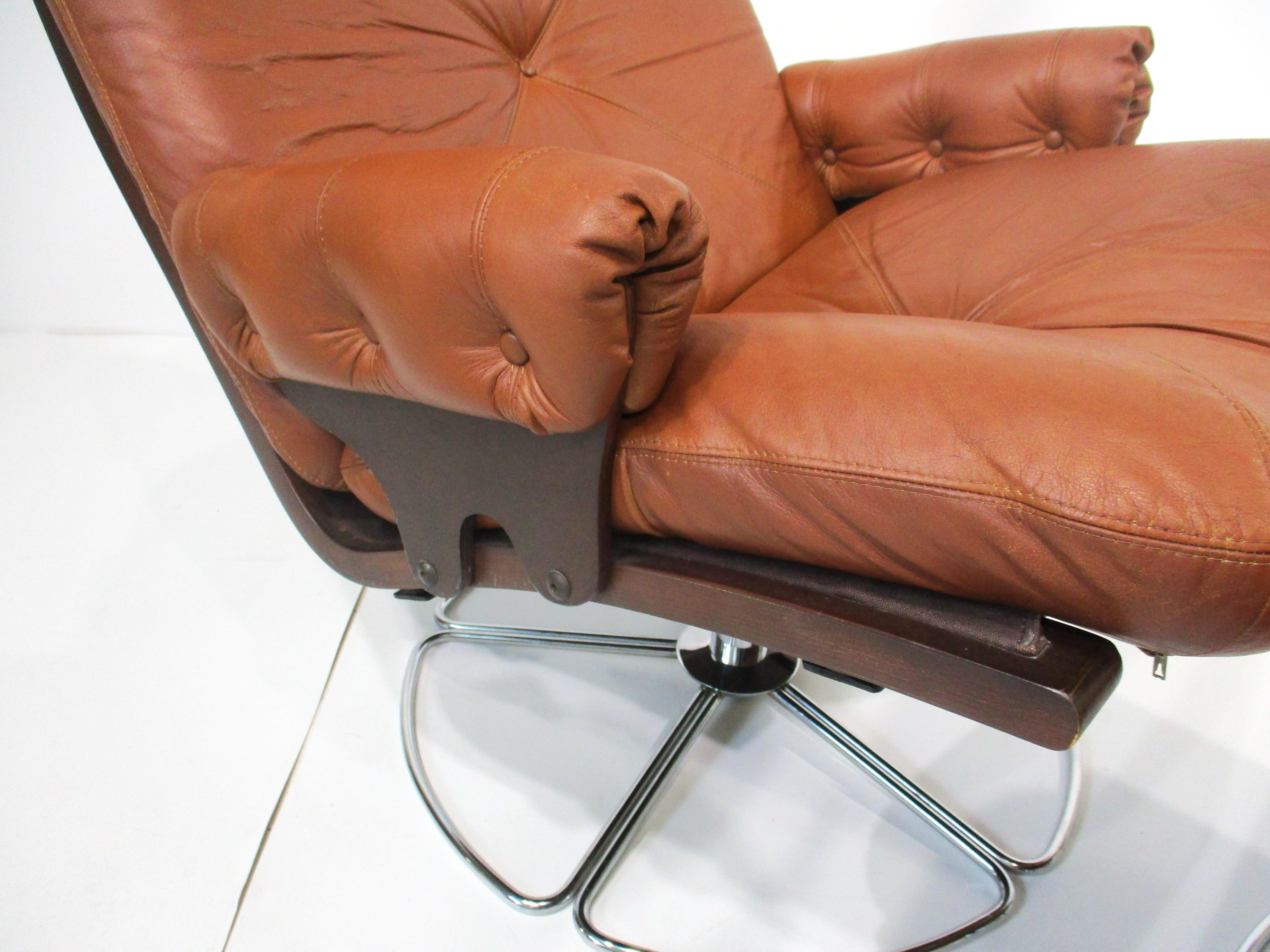 Cuir Gerard Van Den Berg Chaise longue / Ottoman- Hollande dans le style de DEN en vente