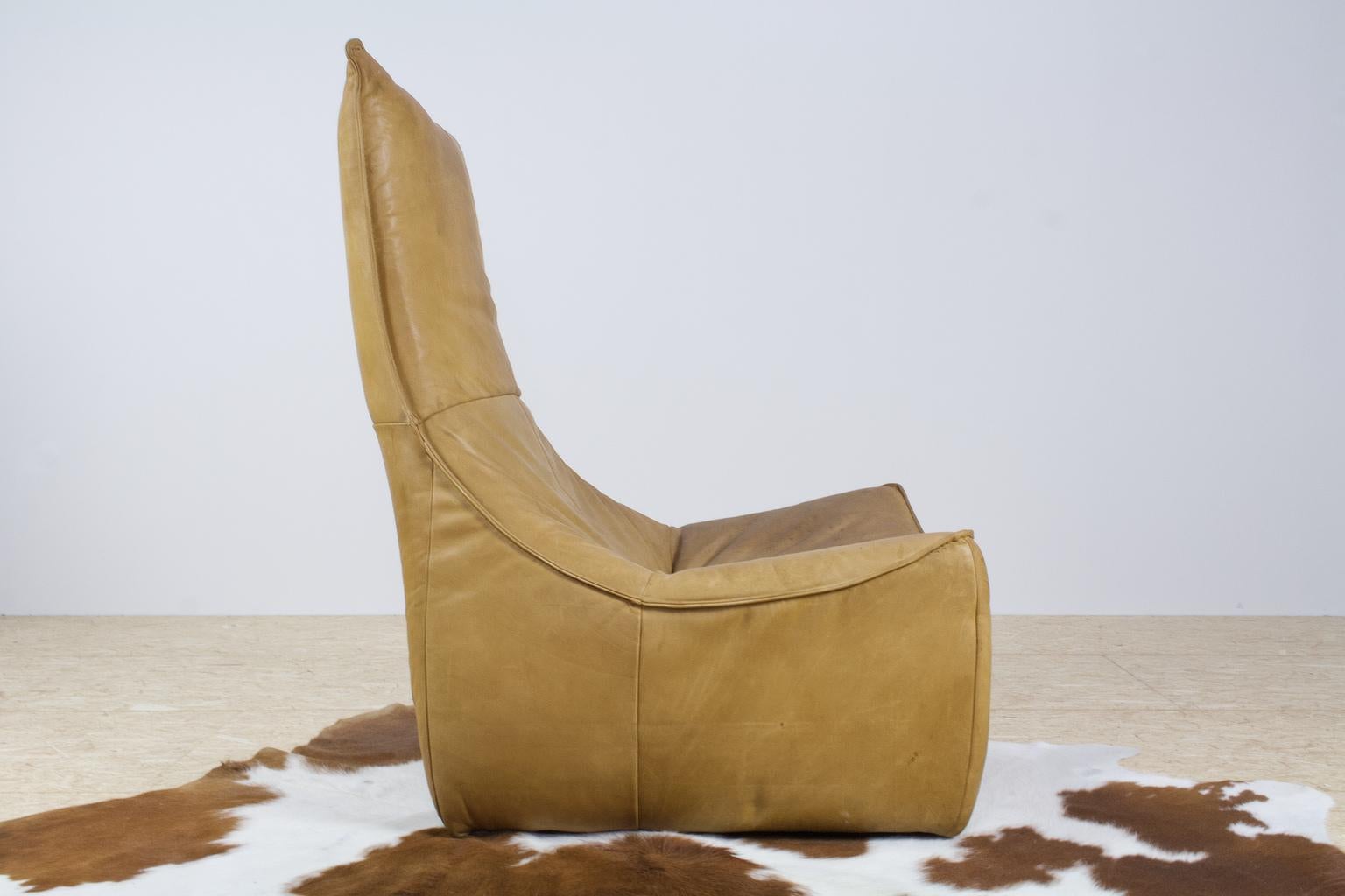 Gerard Van Den Berg Modern Brutalist Rock Chair in Leather, 1970s Montis In Good Condition In Beek en Donk, NL