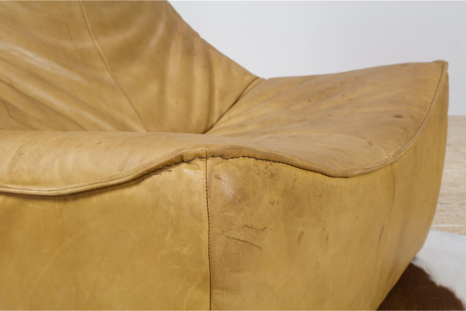 Gerard Van Den Berg Modern Brutalist Rock Chair in Leather, 1970s Montis 3