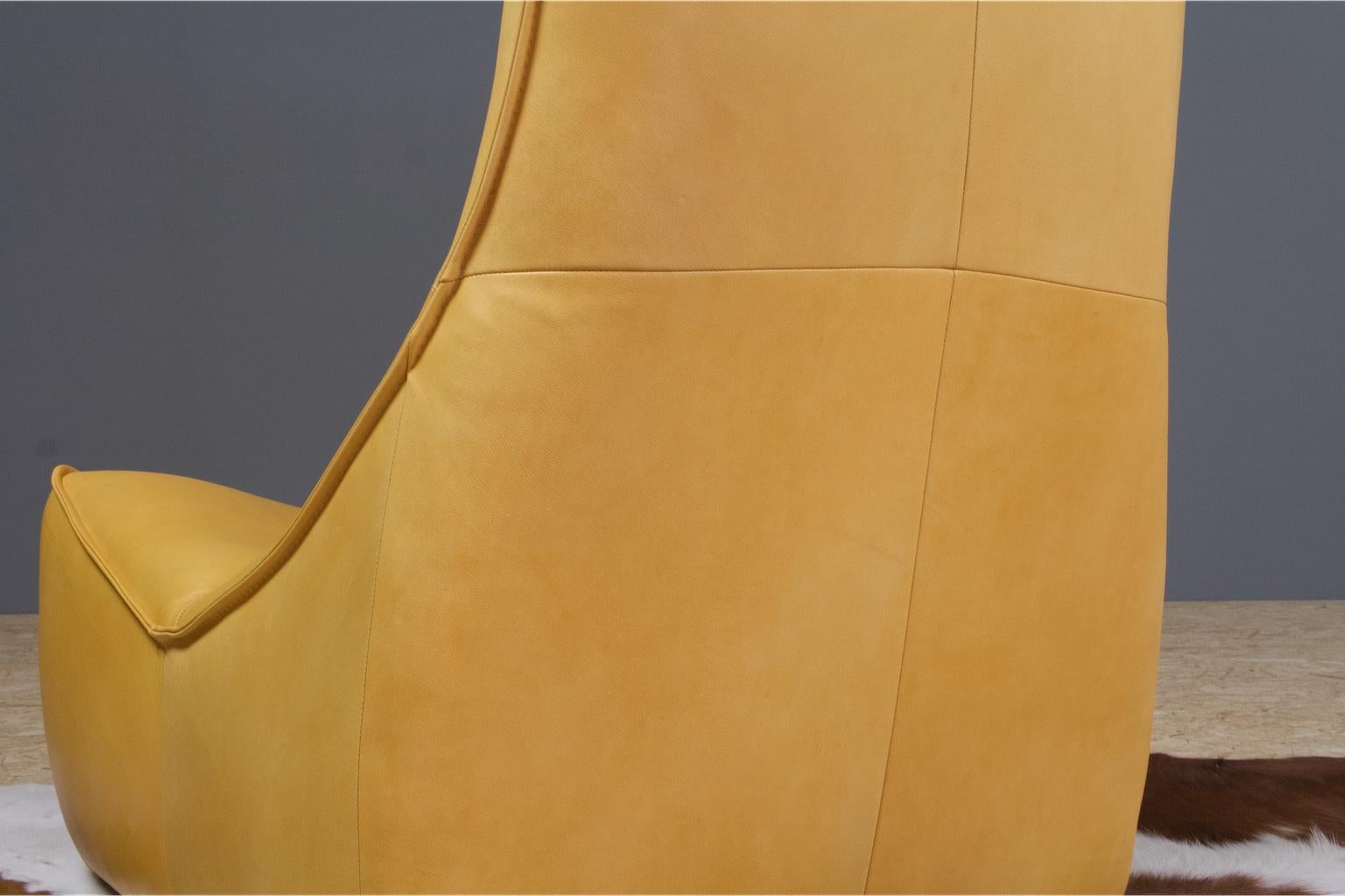 Gerard Van Den Berg Modern Brutalist Rock Chair in Leather, Montis Design For Sale 2