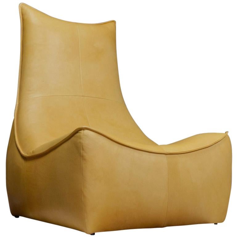 Gerard Van Den Berg Modern Brutalist Rock Chair in Leather, Montis Design For Sale