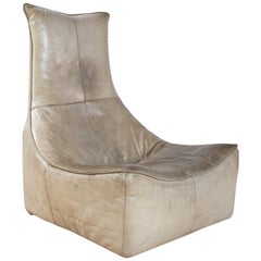 Gerard Van Den Berg Modern Brutalist Rock Chair in Taupe Leather, 1970s Montis