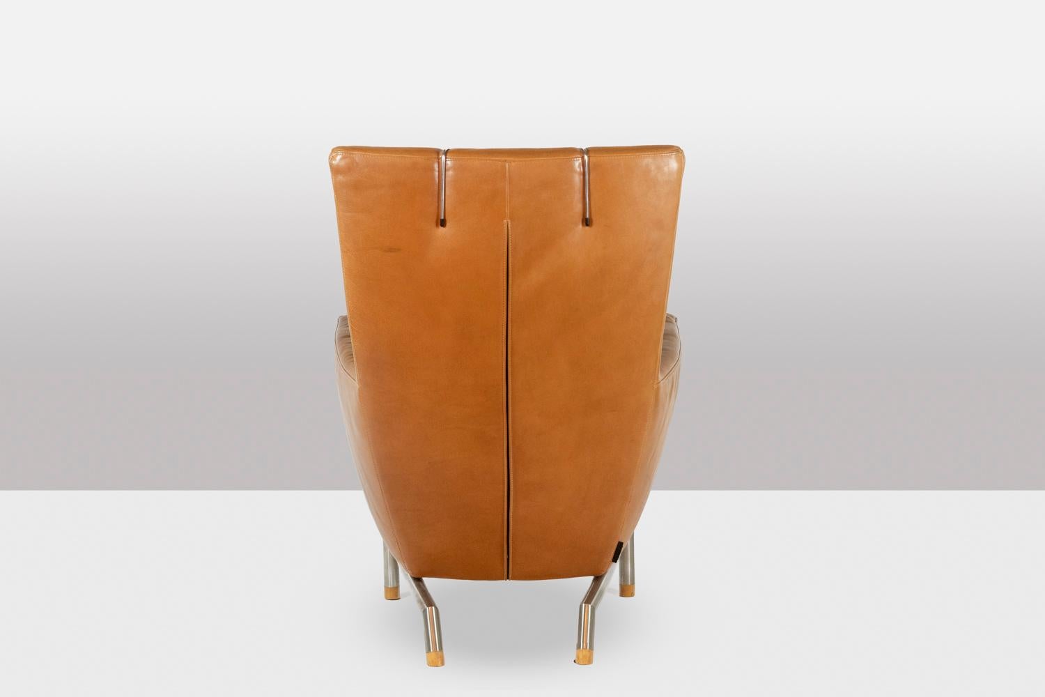 20th Century Gerard Van Den Berg. Pair of armchairs in leather. 1980s. For Sale