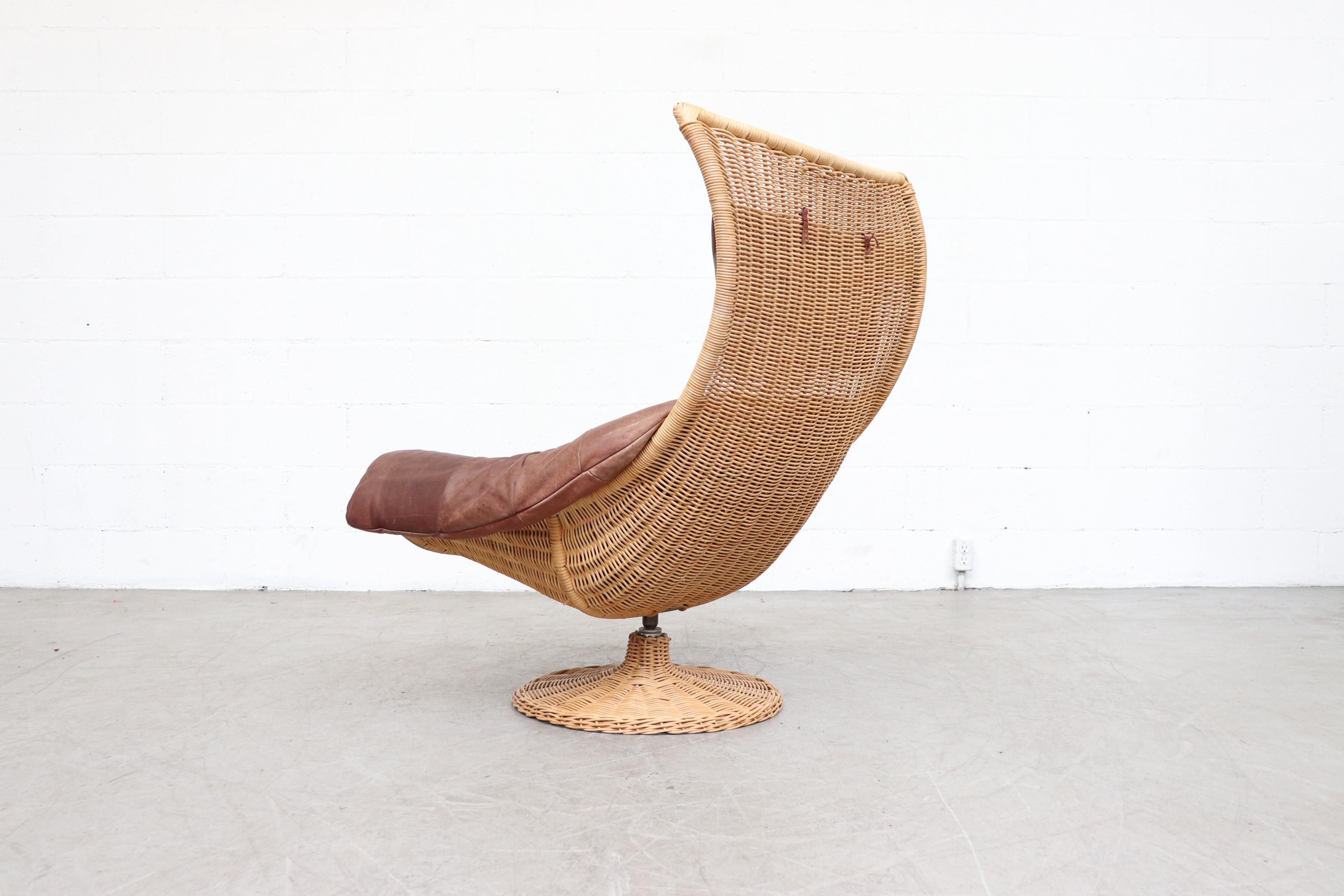 rattan and leather chair