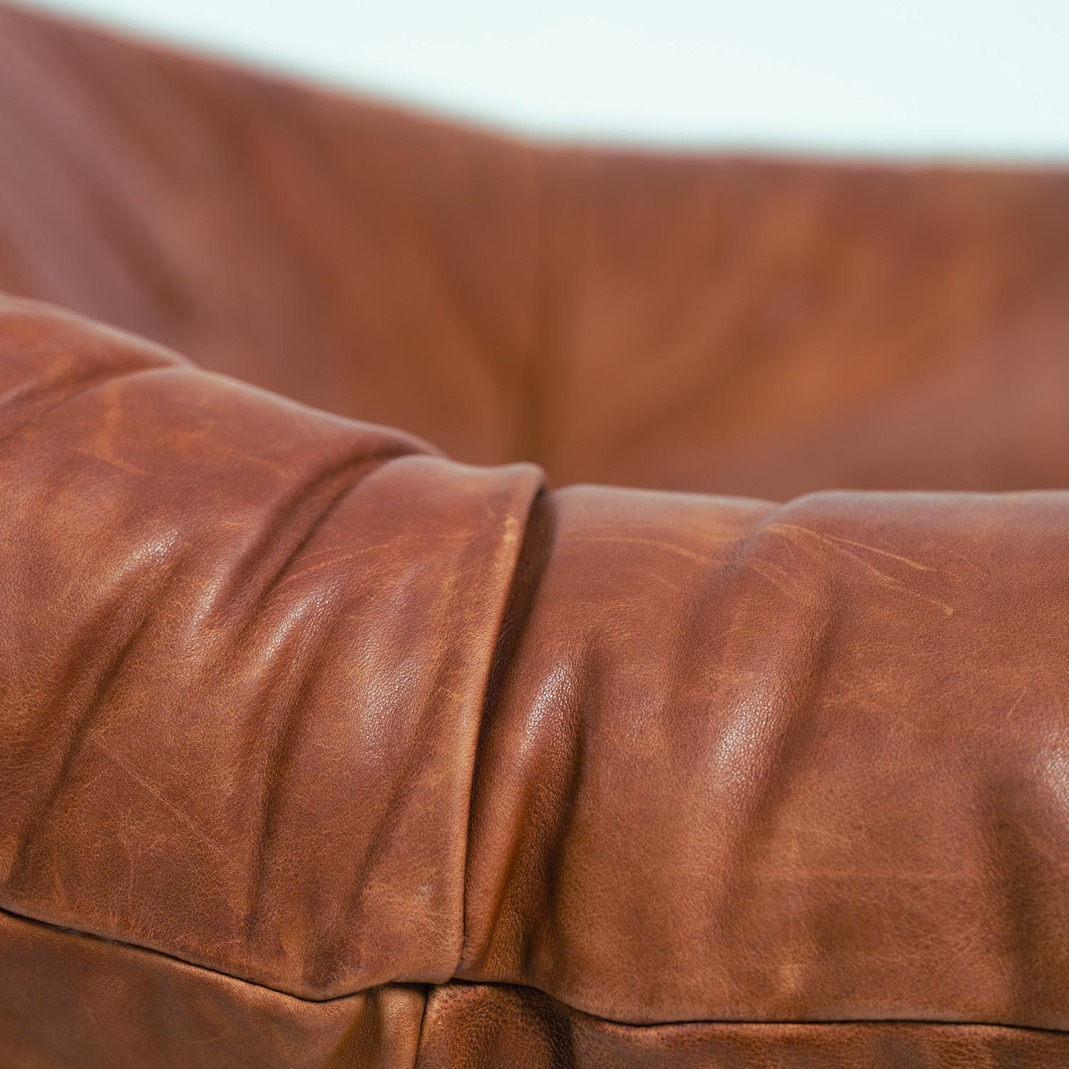 Leather Gerard van den Berg rattan leather double sofa for Montis, The Netherlands 1970s For Sale