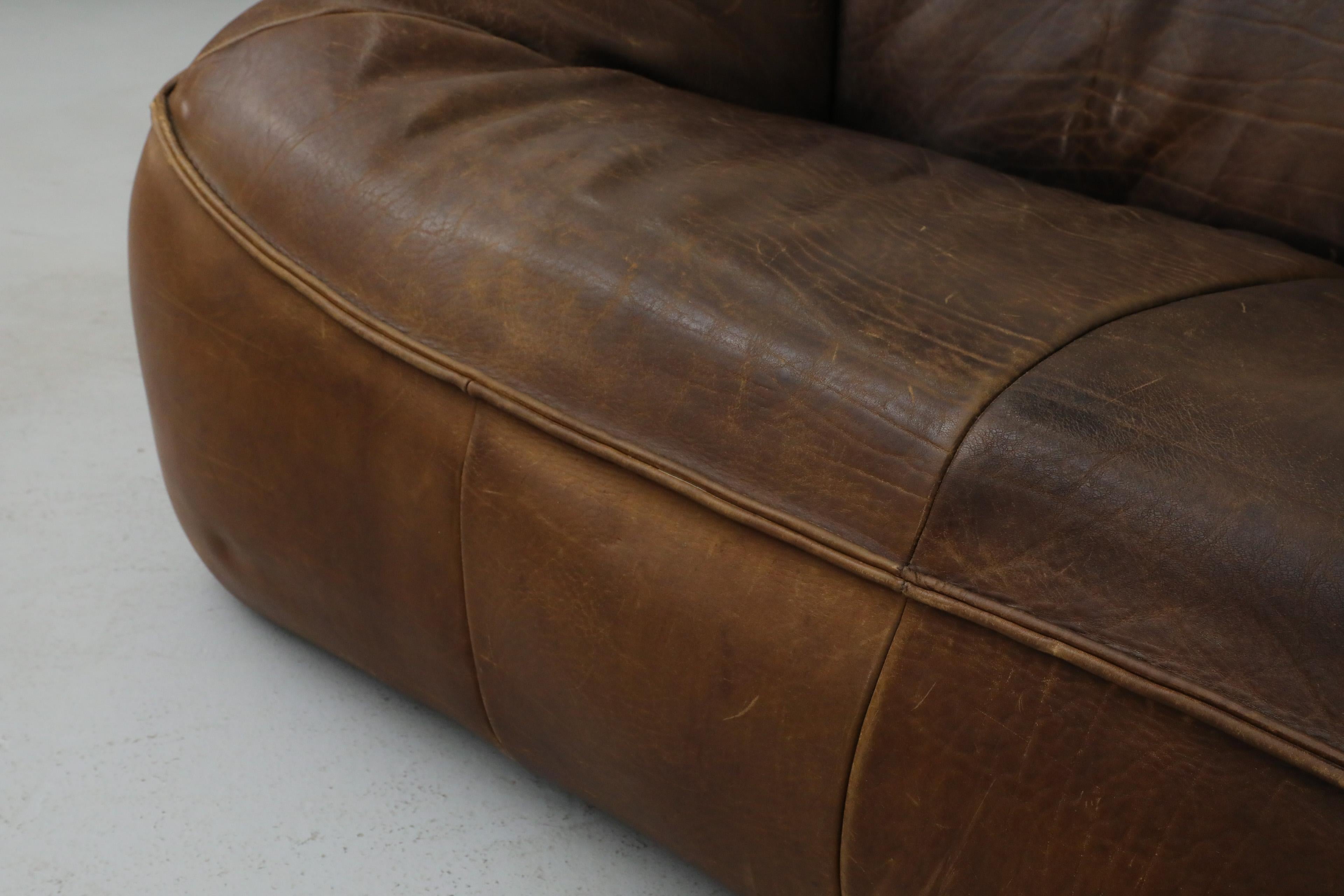 Gerard van den Berg 'Ringo' Three Seater Dark Brown Leather Sofa for Montis 13