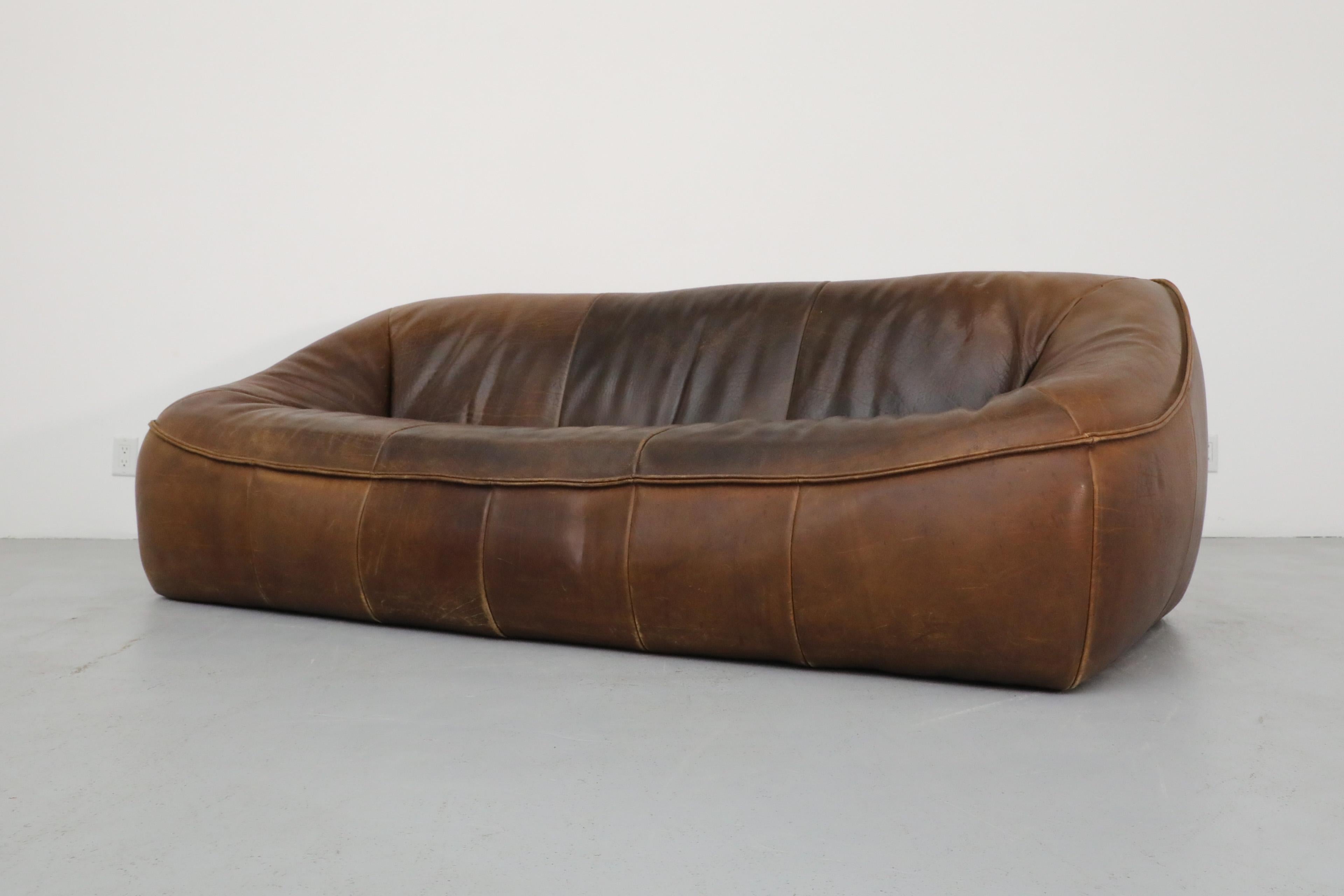 Gerard van den Berg 'Ringo' Three Seater Dark Brown Leather Sofa for Montis In Good Condition In Los Angeles, CA