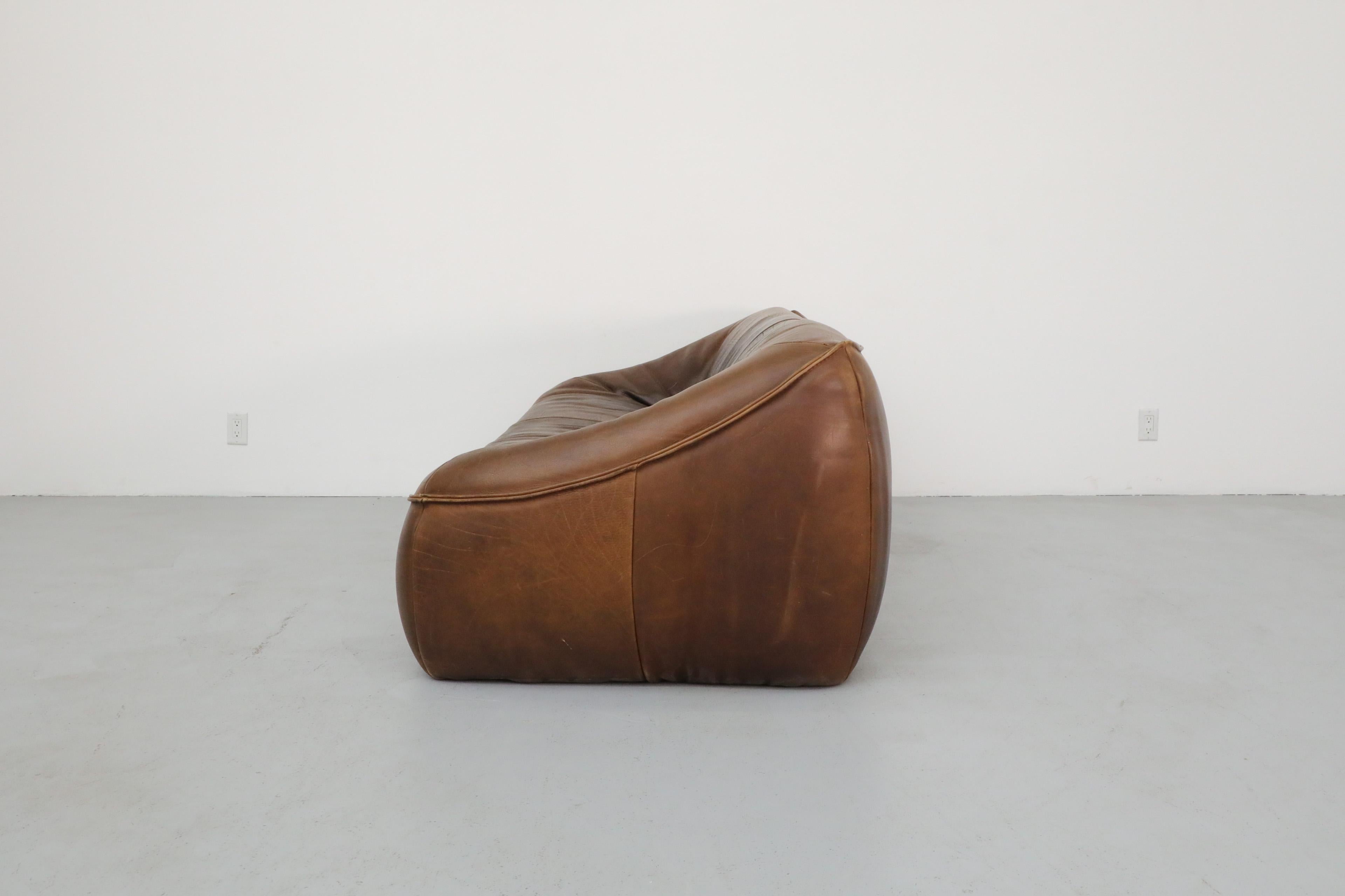 20th Century Gerard van den Berg 'Ringo' Three Seater Dark Brown Leather Sofa for Montis
