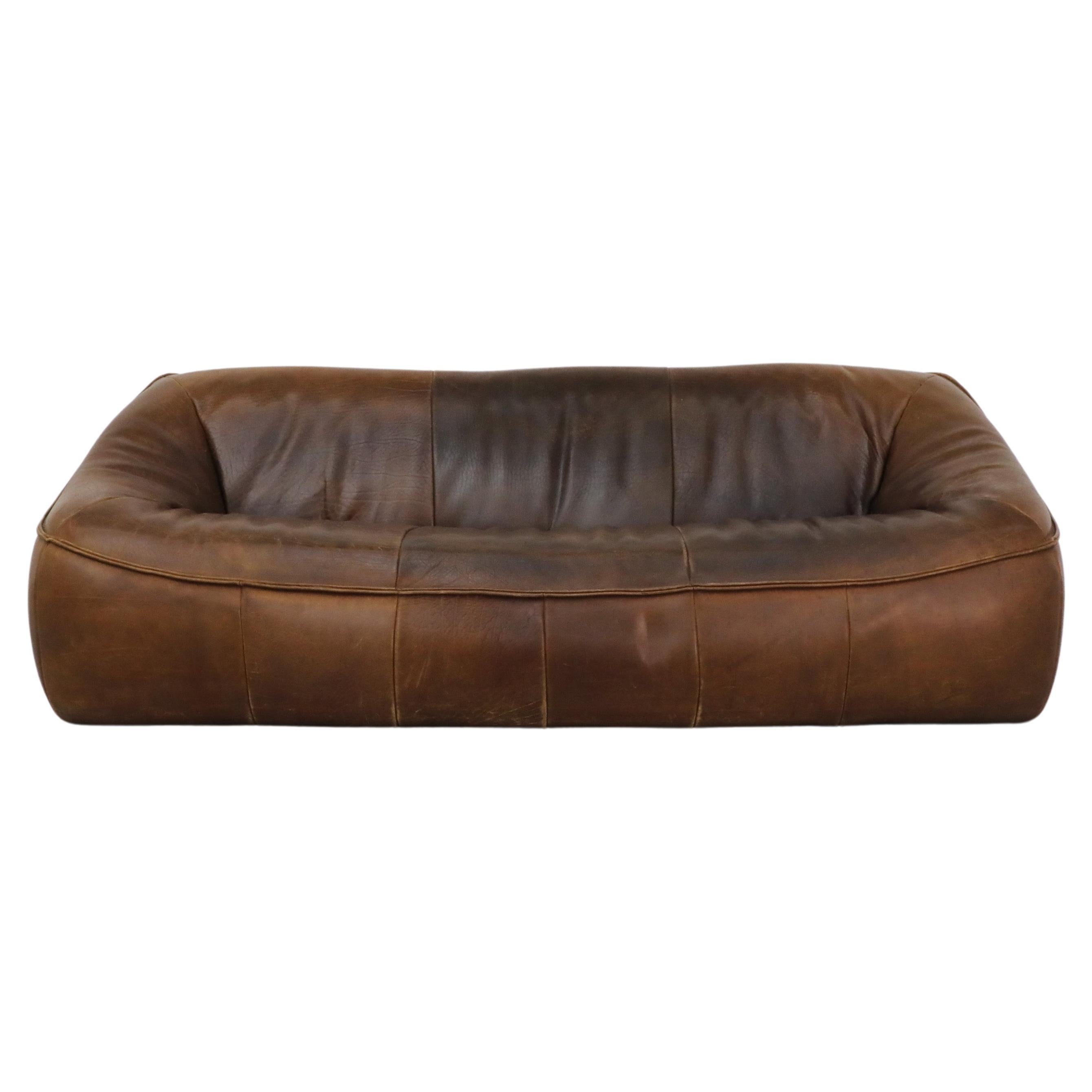 Gerard van den Berg 'Ringo' Three Seater Dark Brown Leather Sofa for Montis