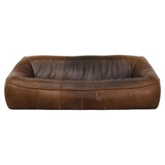 Vintage Gerard van den Berg 'Ringo' Three Seater Dark Brown Leather Sofa for Montis