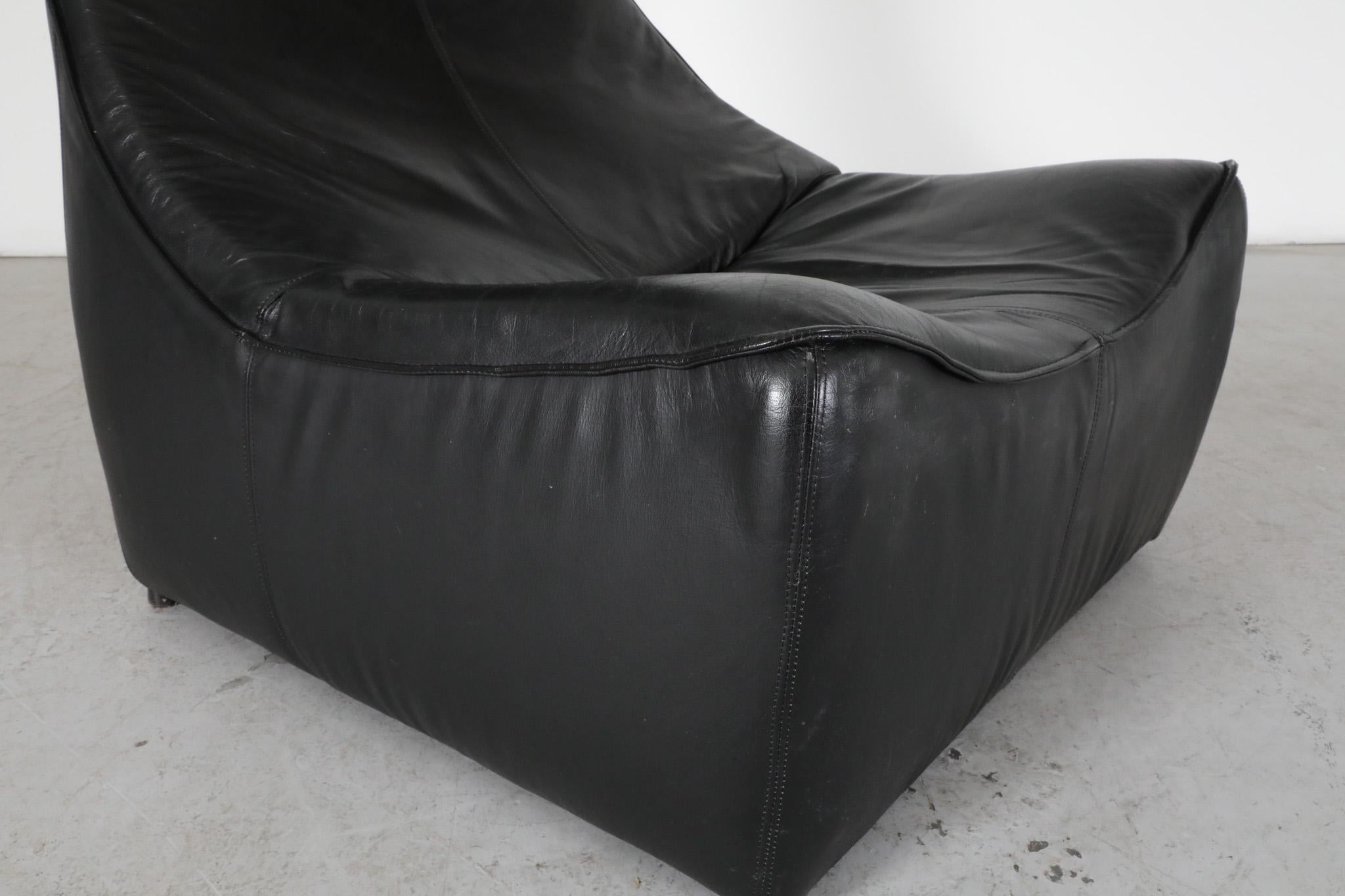 Gerard Van Den Berg Sedia da salotto 'Rock' in pelle nera per Montis, Paesi Bassi in vendita 3