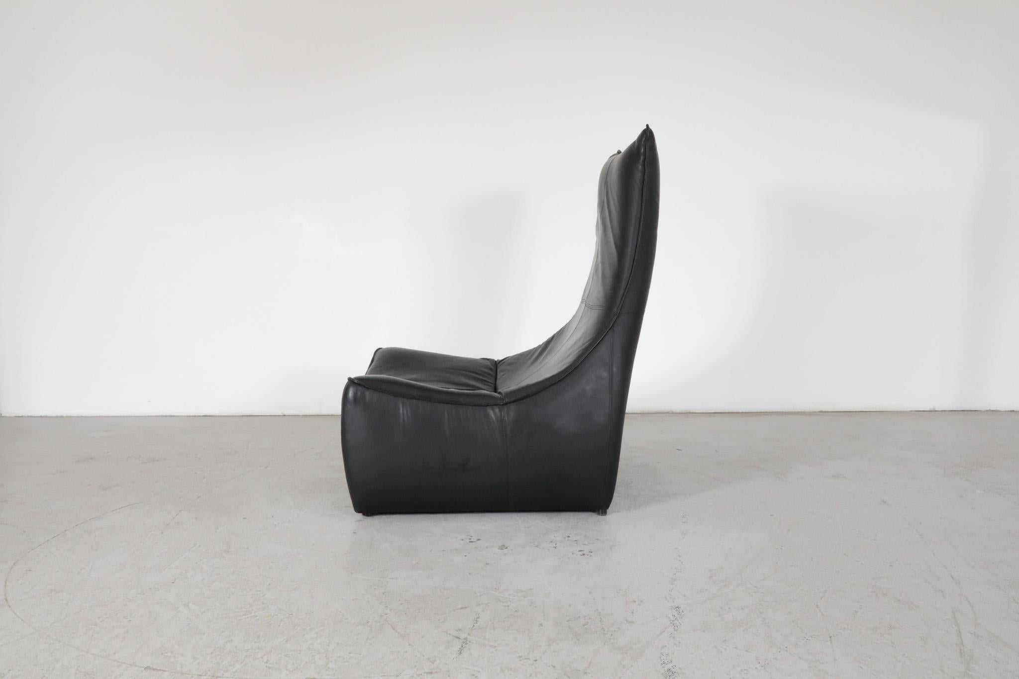 Mid-Century moderno Gerard Van Den Berg Sedia da salotto 'Rock' in pelle nera per Montis, Paesi Bassi in vendita