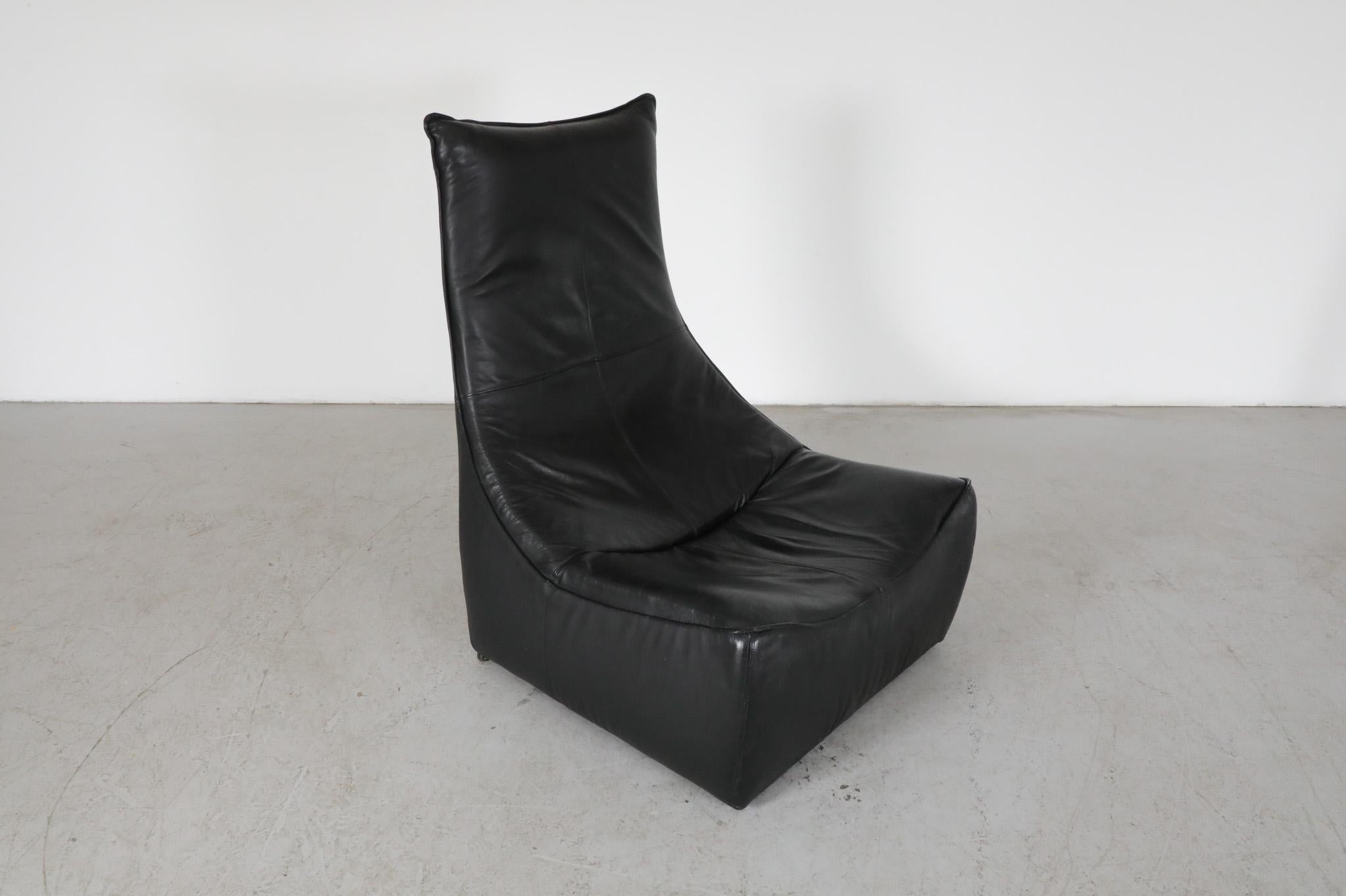 Pelle Gerard Van Den Berg Sedia da salotto 'Rock' in pelle nera per Montis, Paesi Bassi in vendita