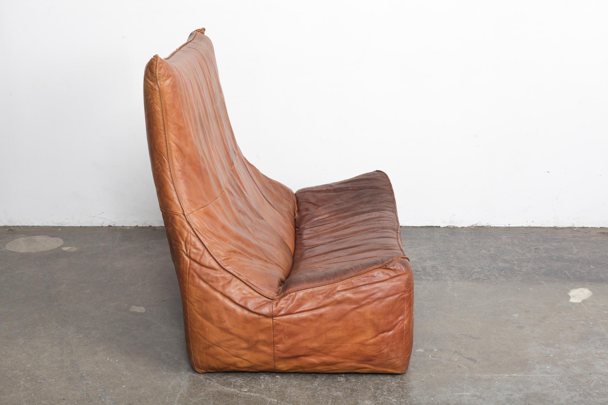 Mid-Century Modern Gerard Van Den Berg 'Rock Sofa' for Montis in Cognac Leather