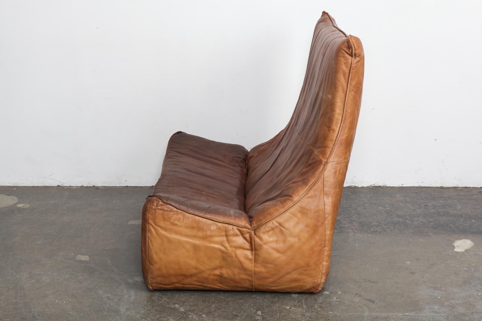 Dutch Gerard Van Den Berg 'Rock Sofa' for Montis in Cognac Leather