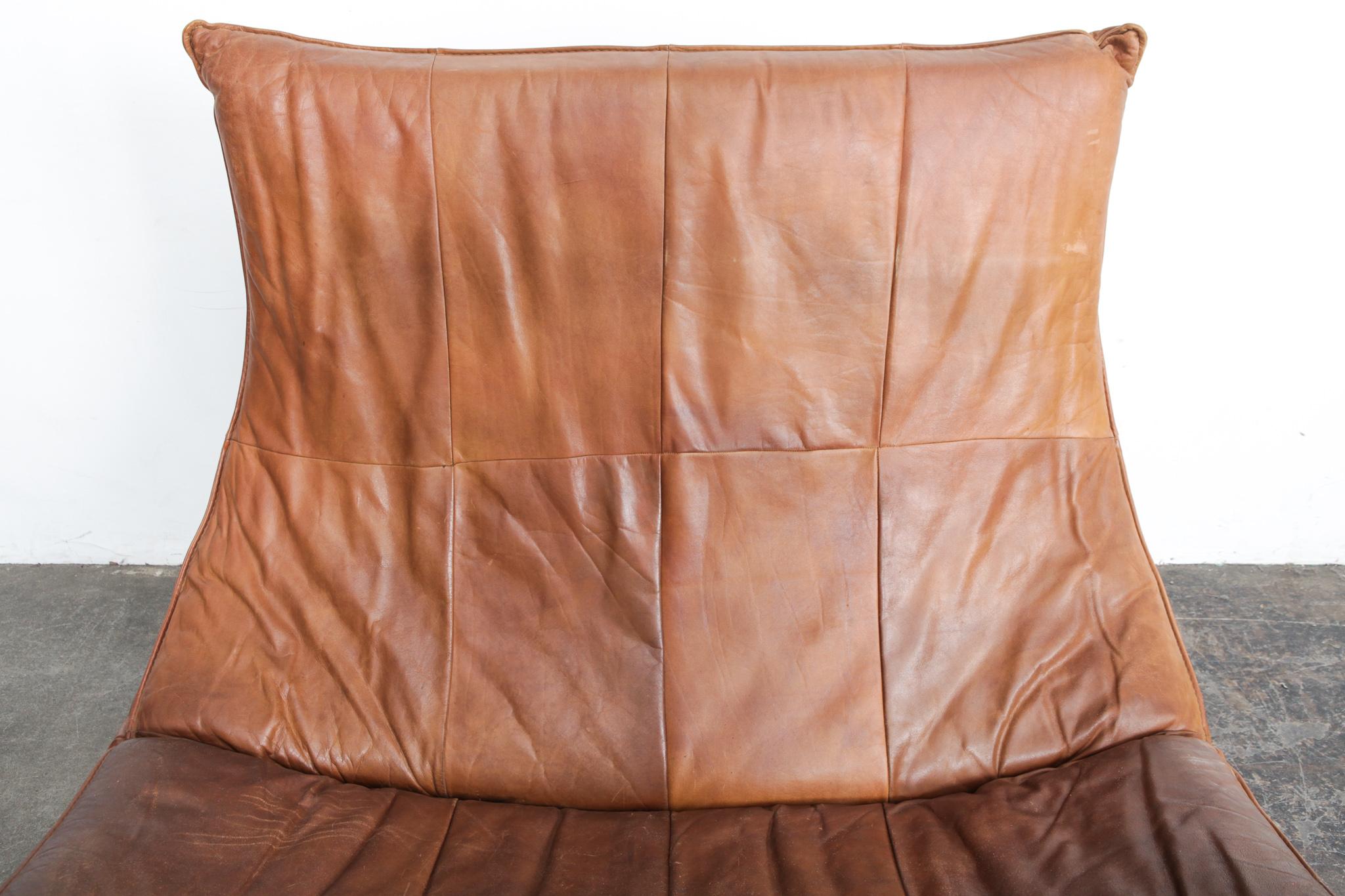 Gerard Van Den Berg 'Rock Sofa' for Montis in Cognac Leather In Good Condition In North Hollywood, CA