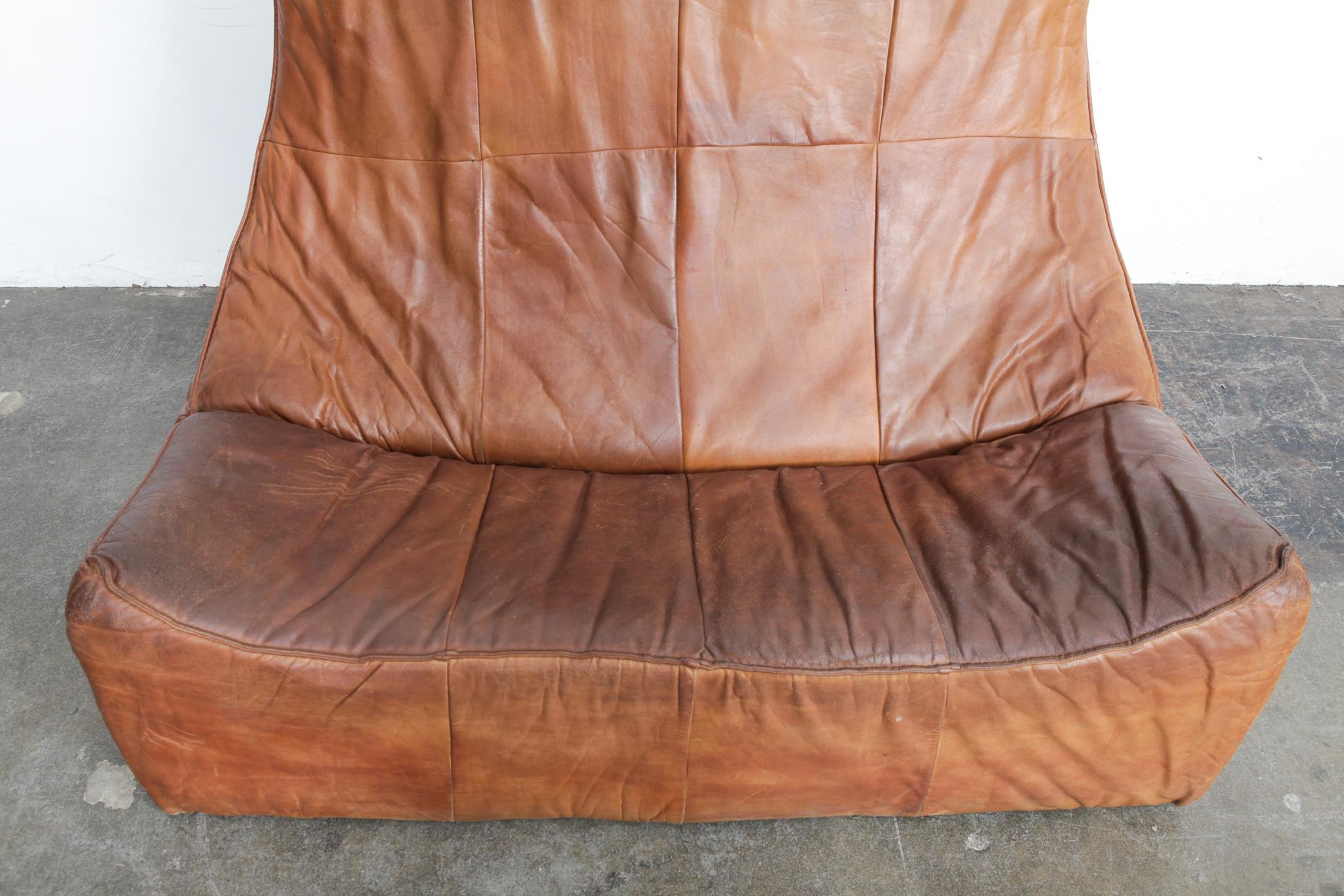 Late 20th Century Gerard Van Den Berg 'Rock Sofa' for Montis in Cognac Leather