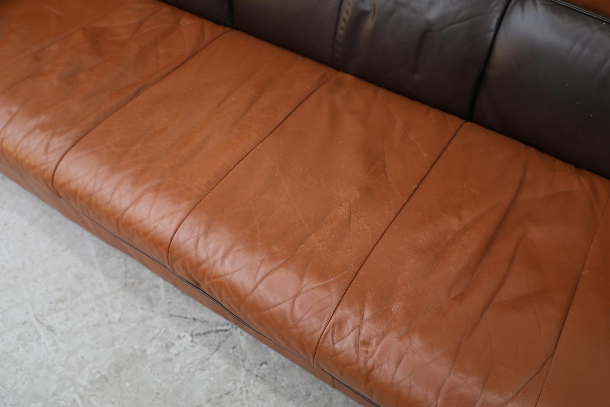 Gerard van den Berg Sofa High Back Sofa for Montis in Cognac & Chocolate Leather For Sale 4