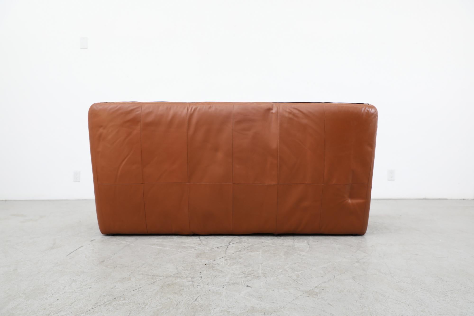 Mid-Century Modern Gerard van den Berg Sofa High Back Sofa for Montis in Cognac & Chocolate Leather For Sale