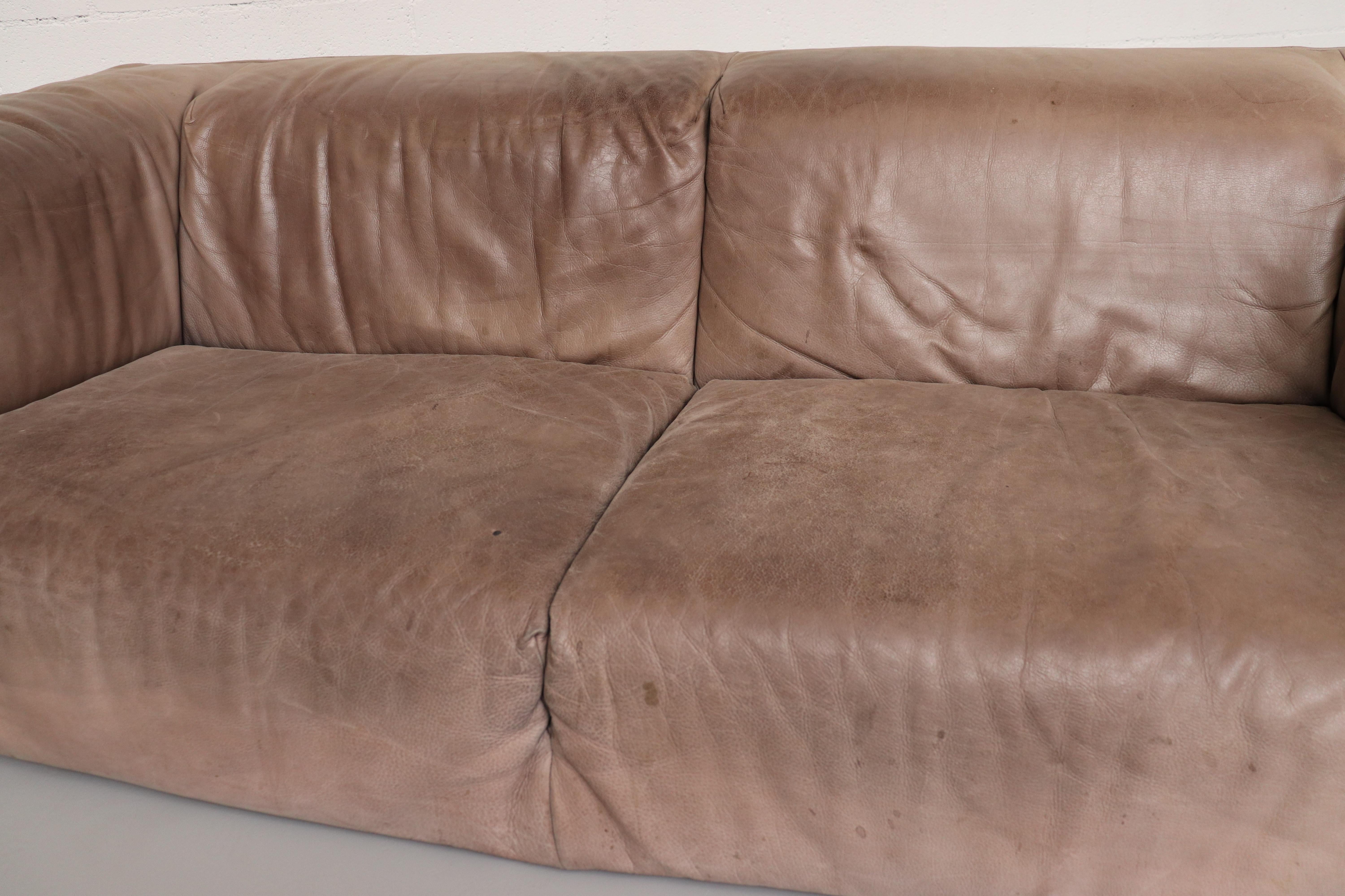 Gerard Van Den Berg Soft Form Leather Sofa and Ottoman 5