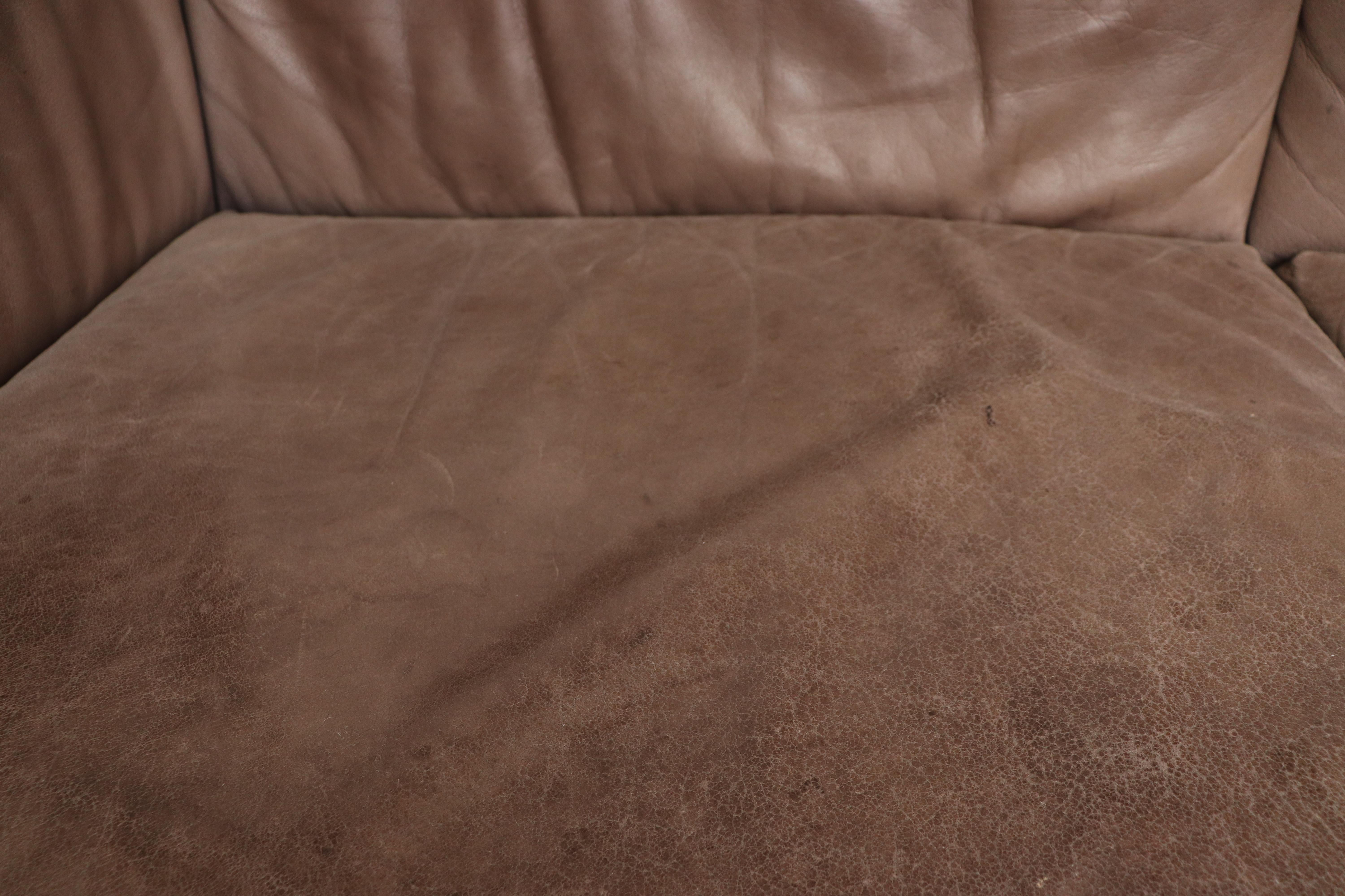 Gerard Van Den Berg Soft Form Leather Sofa and Ottoman 6