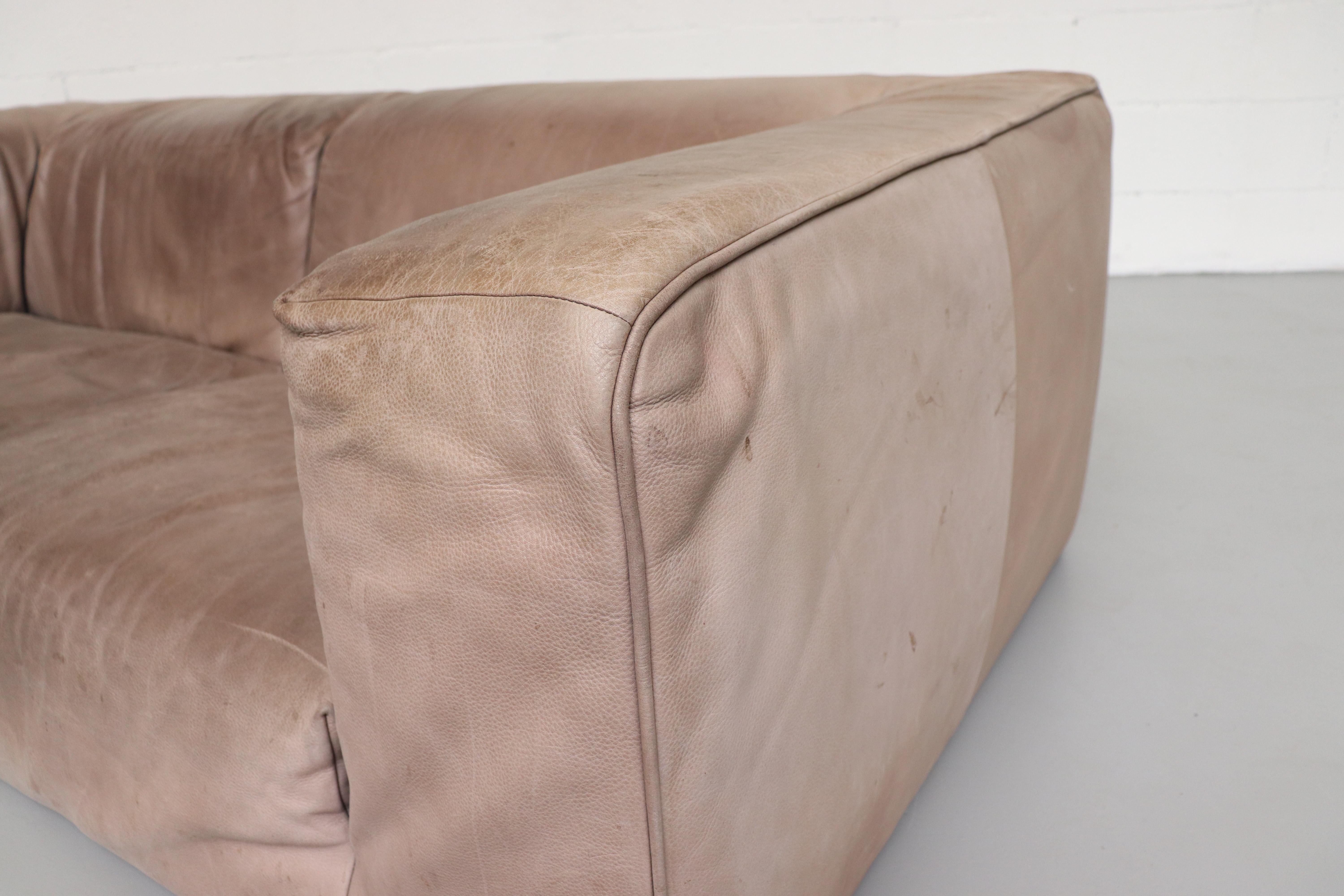 Gerard Van Den Berg Soft Form Leather Sofa and Ottoman 7