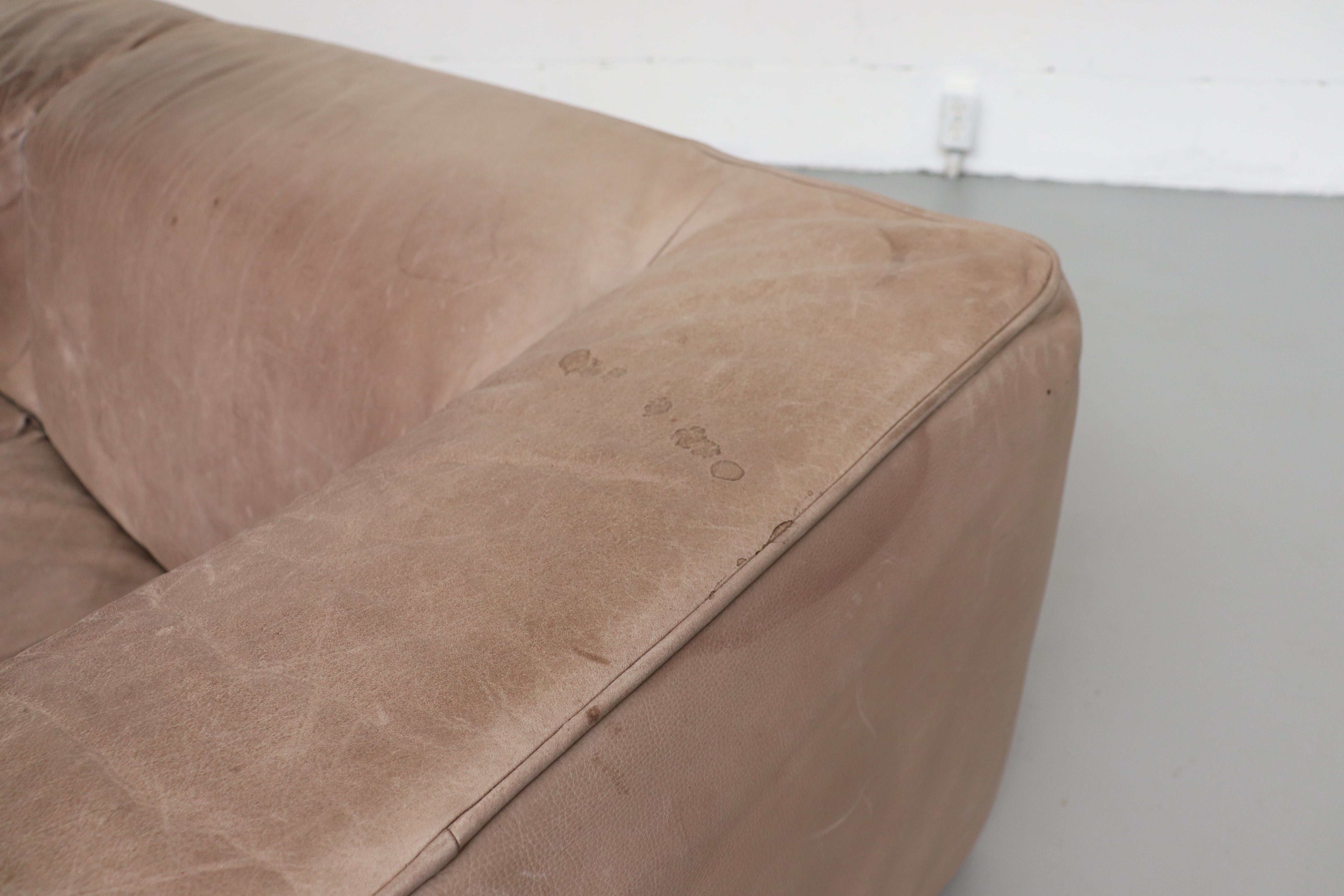 Gerard Van Den Berg Soft Form Leather Sofa and Ottoman 8