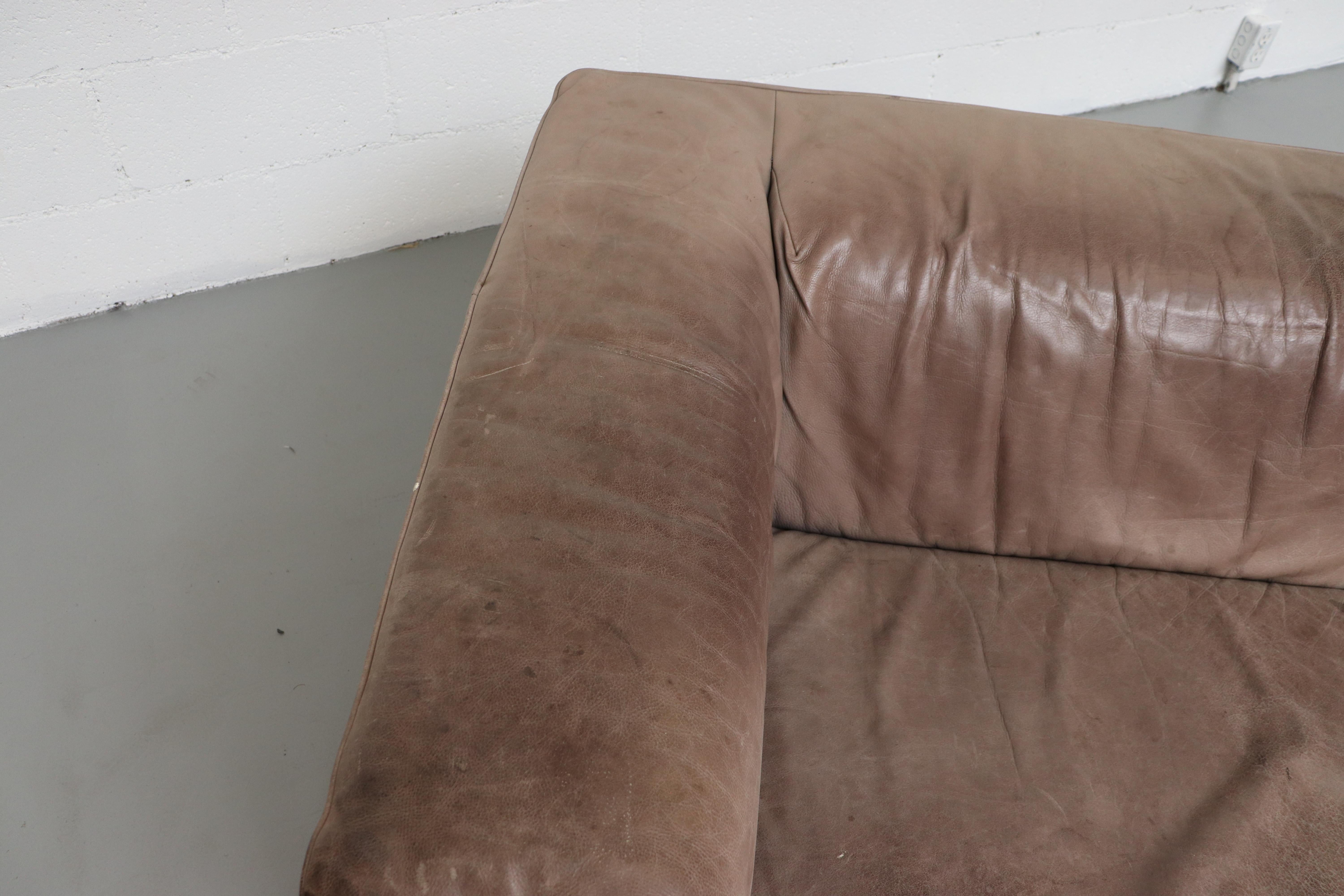 Gerard Van Den Berg Soft Form Leather Sofa and Ottoman 10