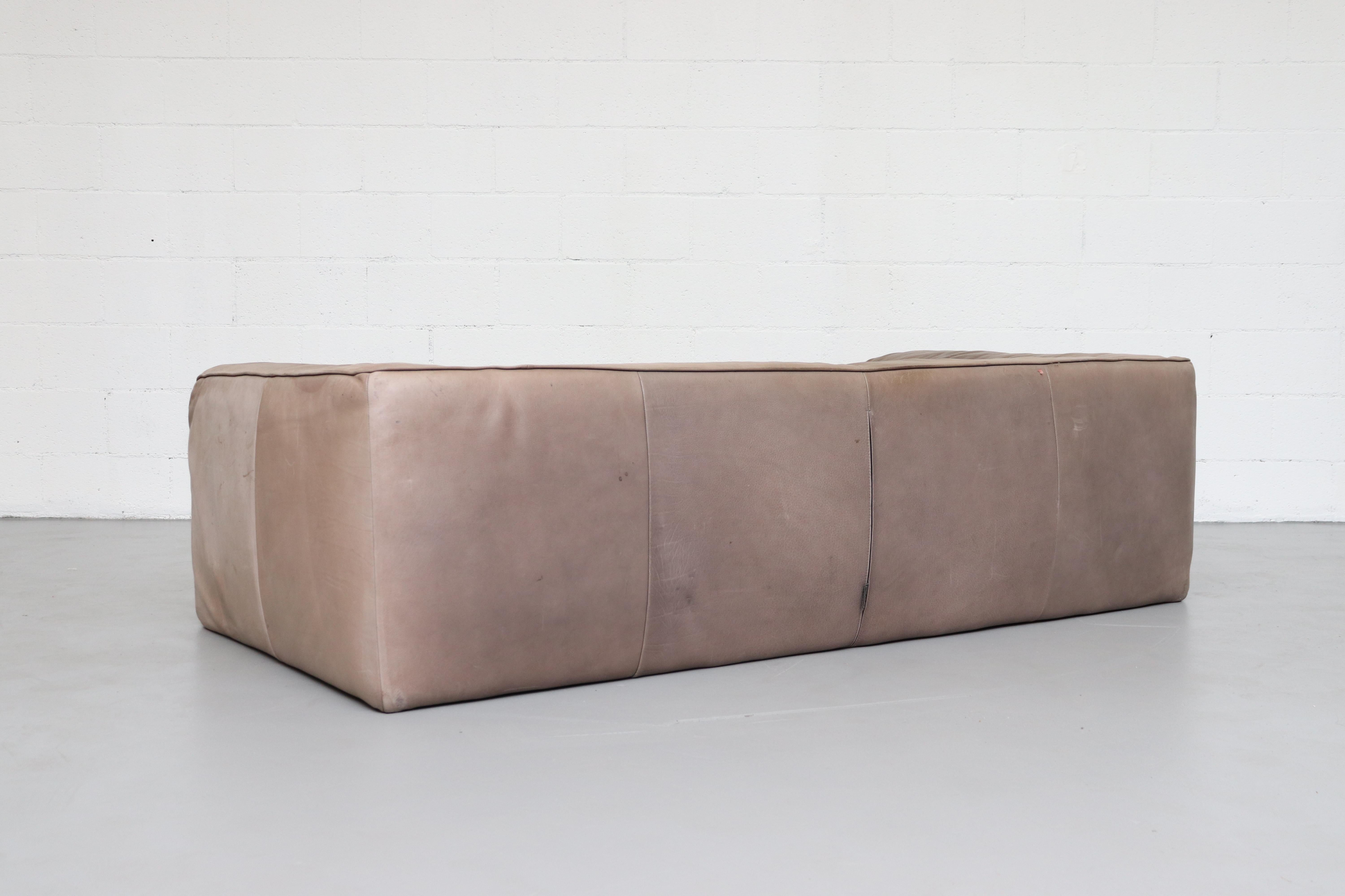 Late 20th Century Gerard Van Den Berg Soft Form Leather Sofa and Ottoman