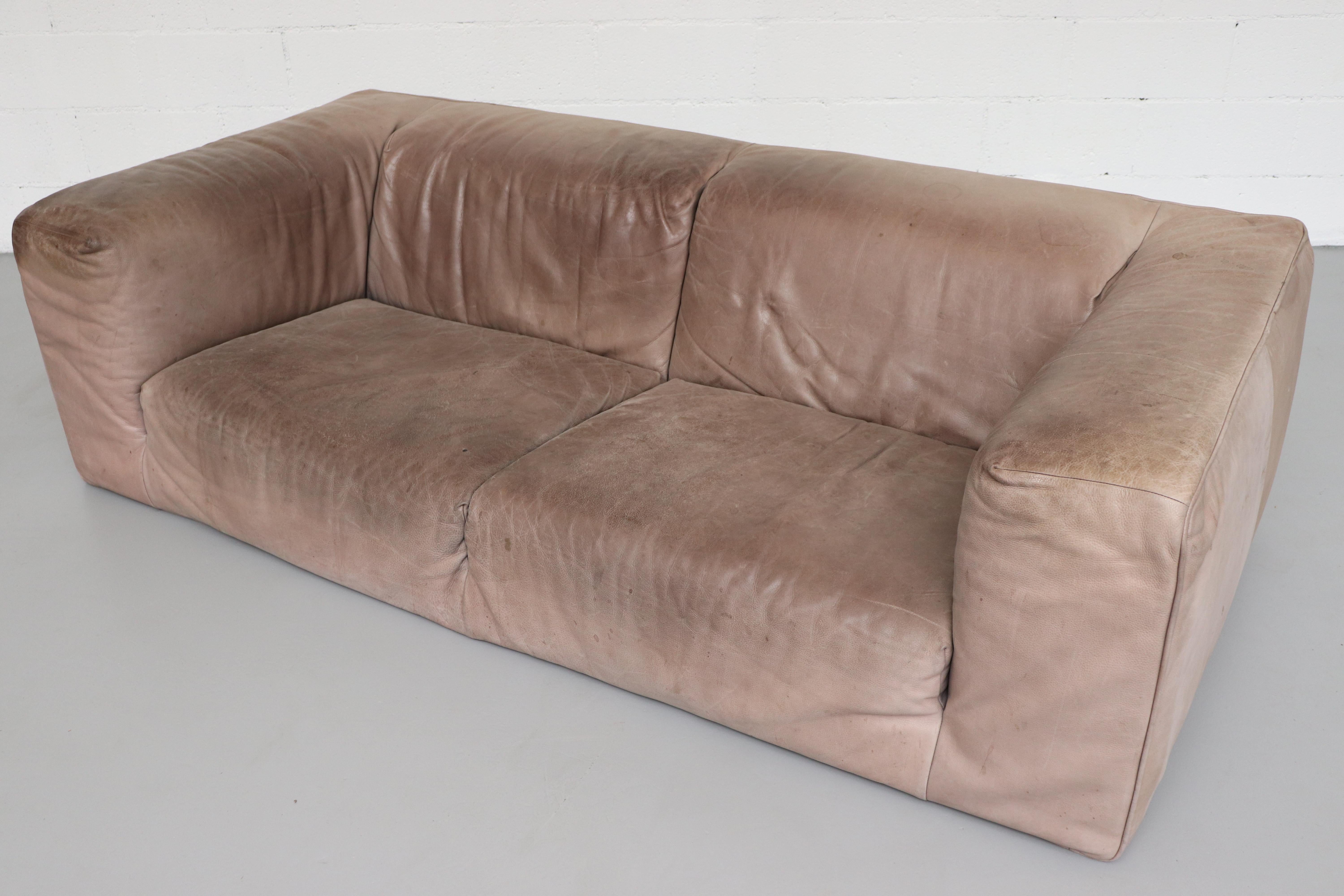 Gerard Van Den Berg Soft Form Leather Sofa and Ottoman 2
