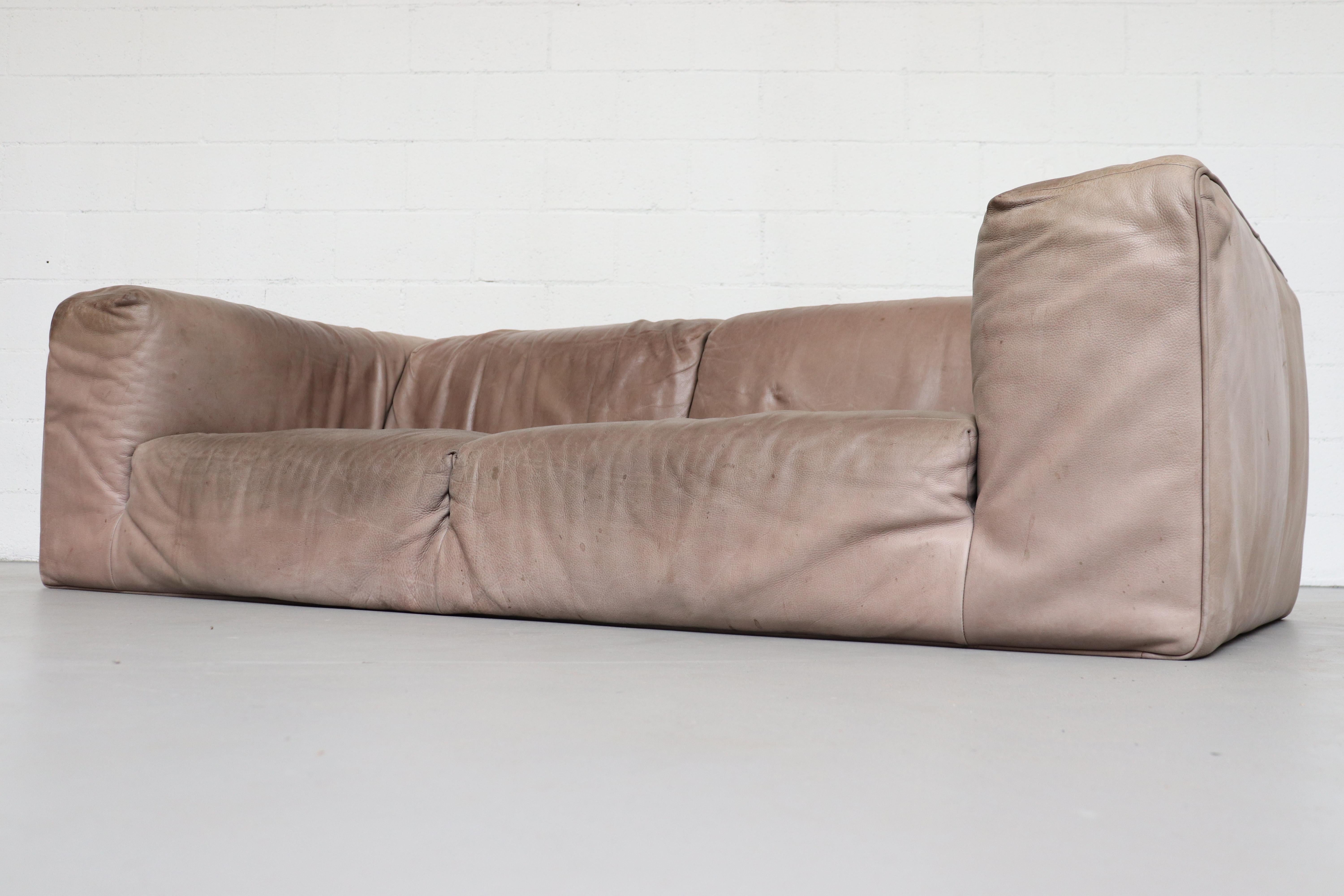 Gerard Van Den Berg Soft Form Leather Sofa and Ottoman 3