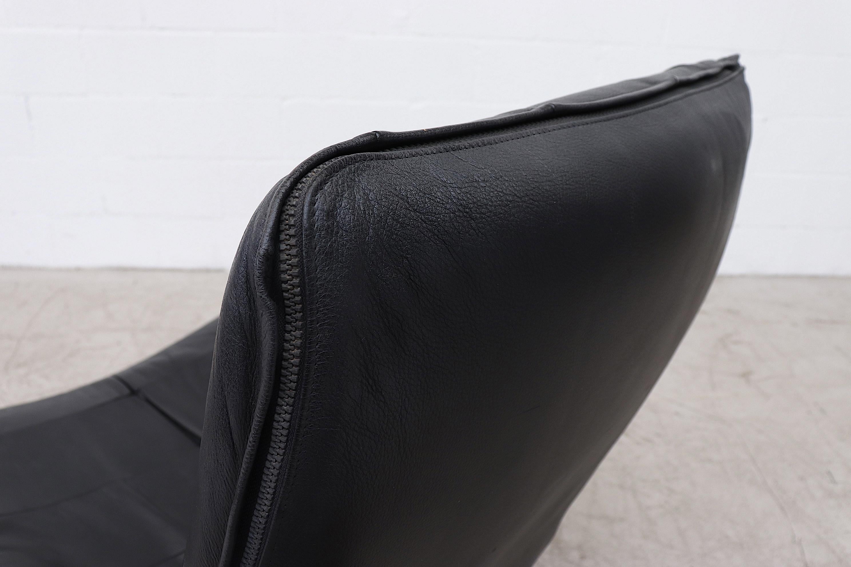 Gerard van den Berg Style Black Leather Lounge Chair 2