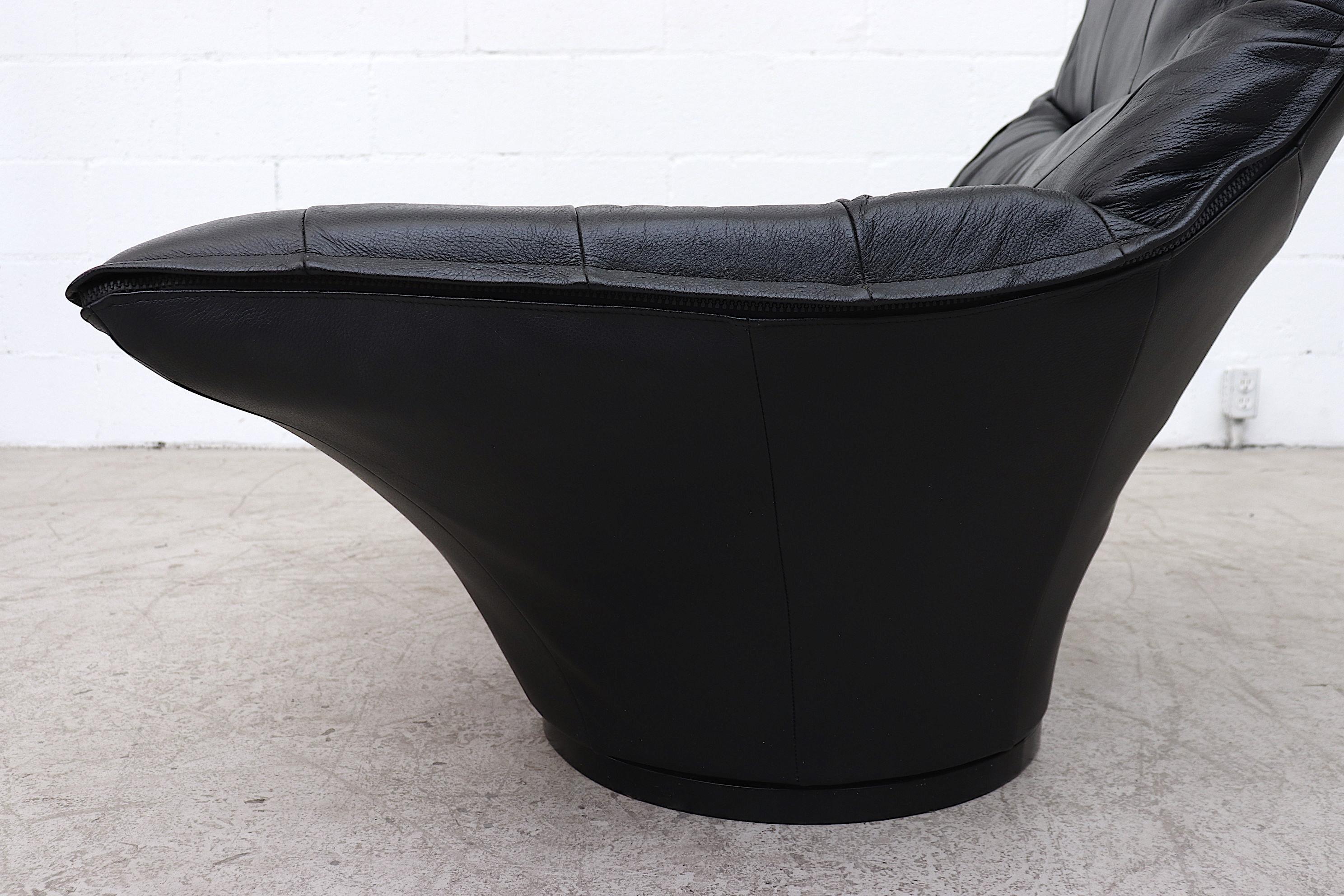 Gerard van den Berg Style Black Leather Lounge Chair 3