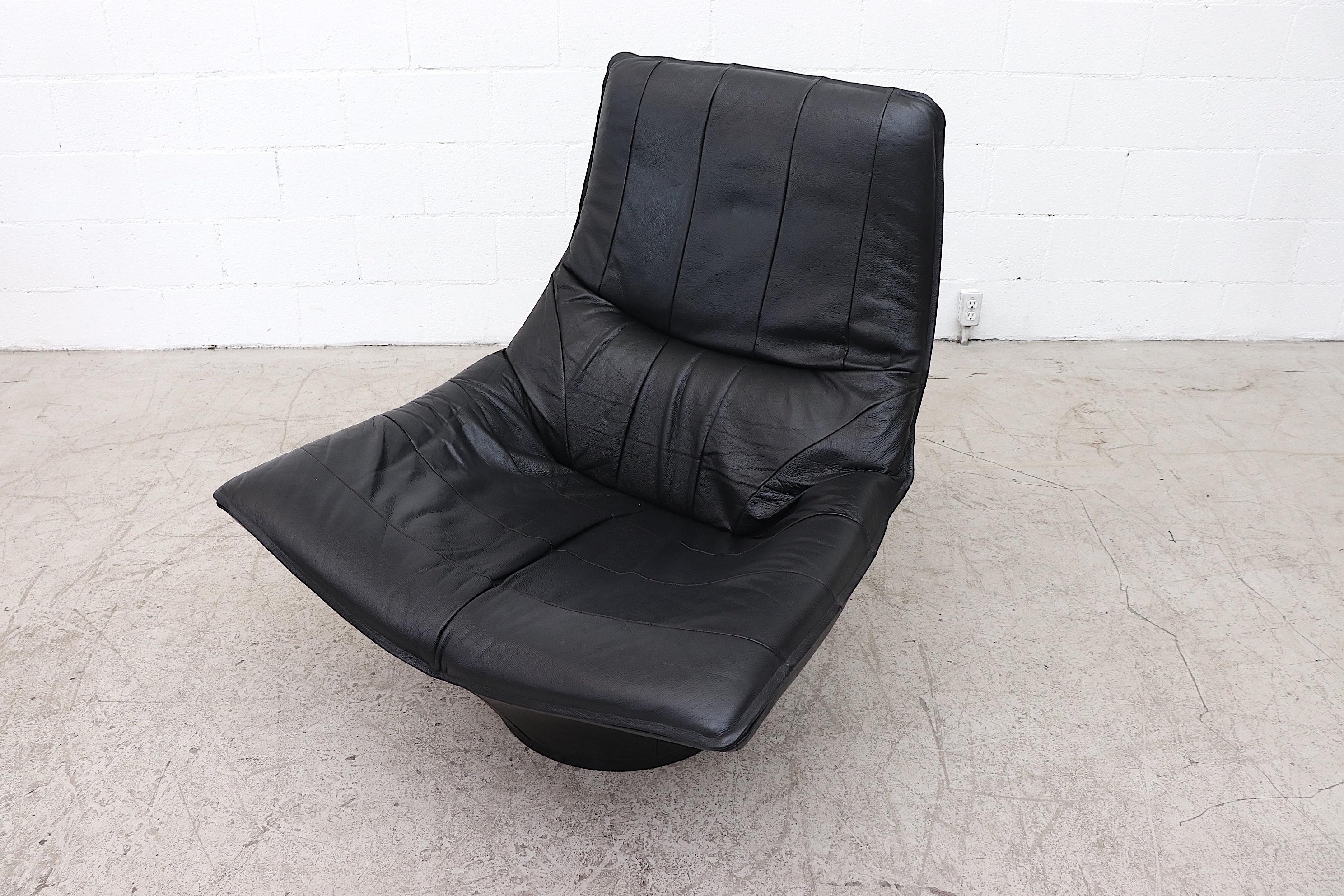 Gerard van den Berg Style Black Leather Lounge Chair im Zustand „Gut“ in Los Angeles, CA