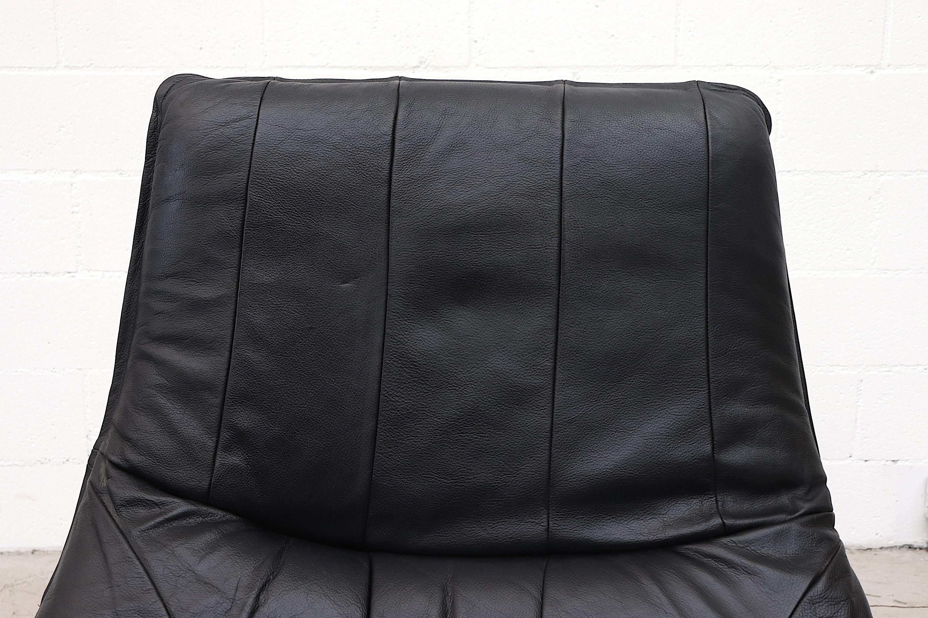 Gerard van den Berg Style Black Leather Lounge Chair (Metall)