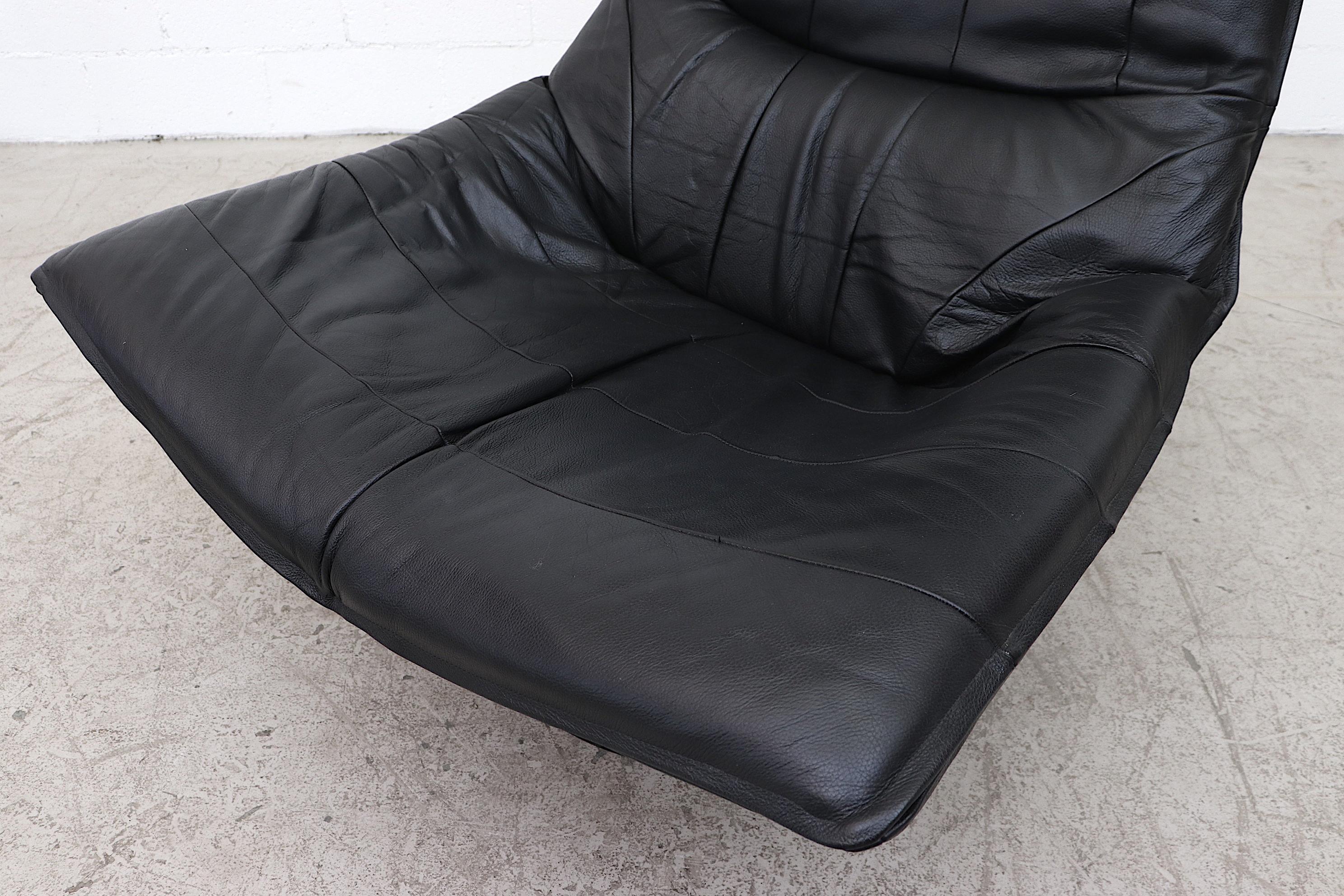 Gerard van den Berg Style Black Leather Lounge Chair 1