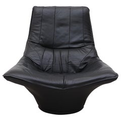 Gerard van den Berg Style Black Leather Lounge Chair Gerard van den Berg Style Black Leather Lounge Chair